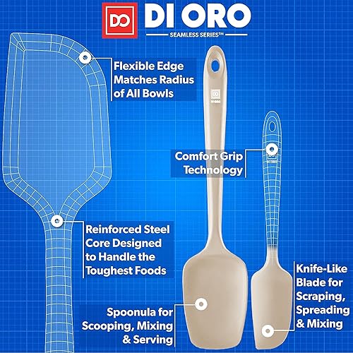 Miniatura 3 de DI ORO Juego de espátulas de silicona Espátulas de cocina de goma para hornear, cocinar y mezclar Resistente al calor a 600 F y libre de BPA
