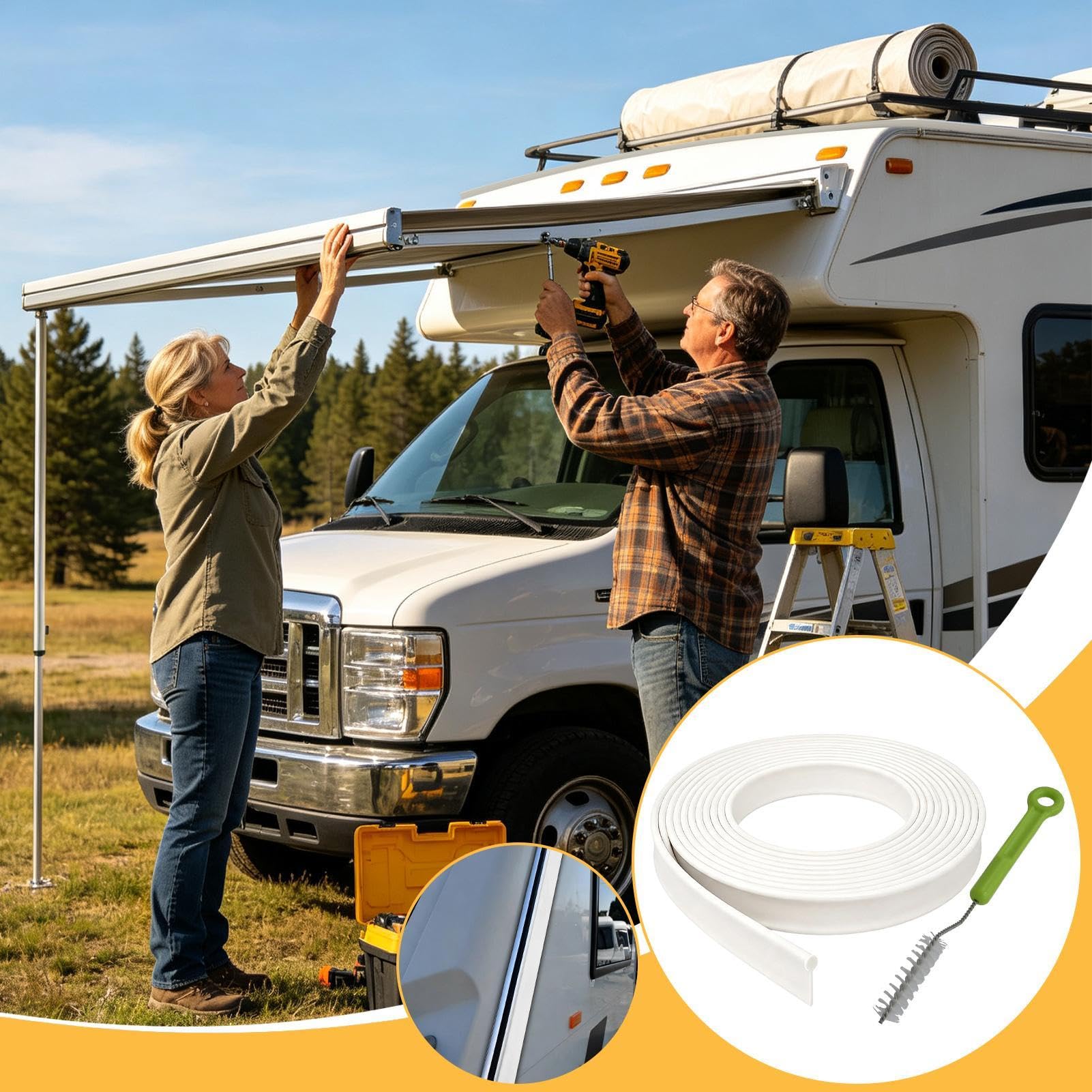 Markisen-Schienenkeder 10 Meter wetterbeständig und auf Maß zuschneidbar | Wohnmobil-Vorzelt-Einschubkeder für Wohnmobil, Wohnwagen, Camper, Campervan, Reise, Camping und