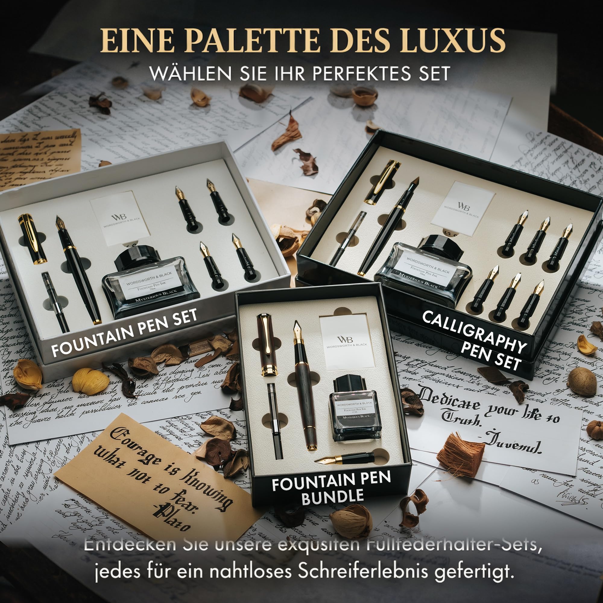 Wordsworth & Black Füller Set Holz, Bambus, Edel, Feder M & Extra Fein