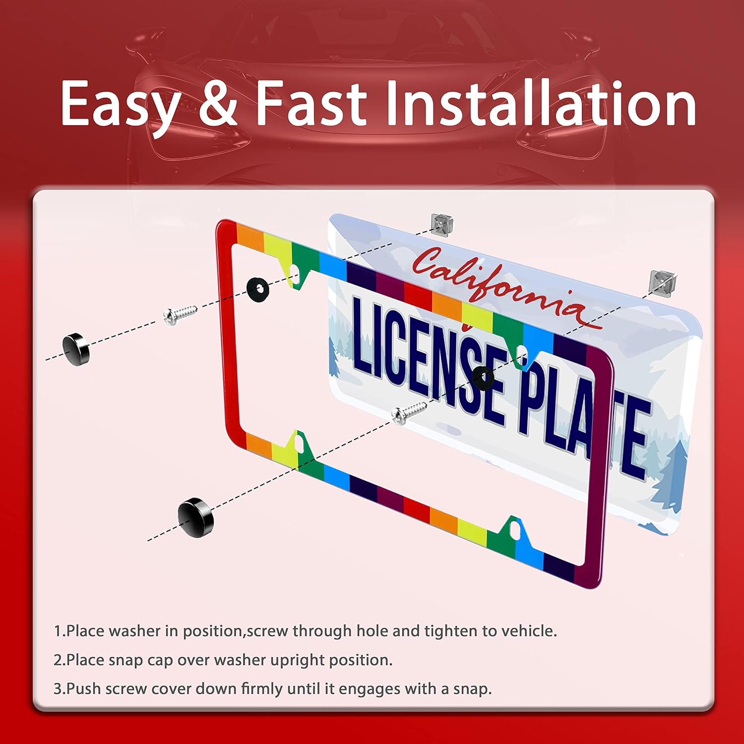 Funny Rainbow License Plate Frame Gay Pride License Plate Holder image 3
