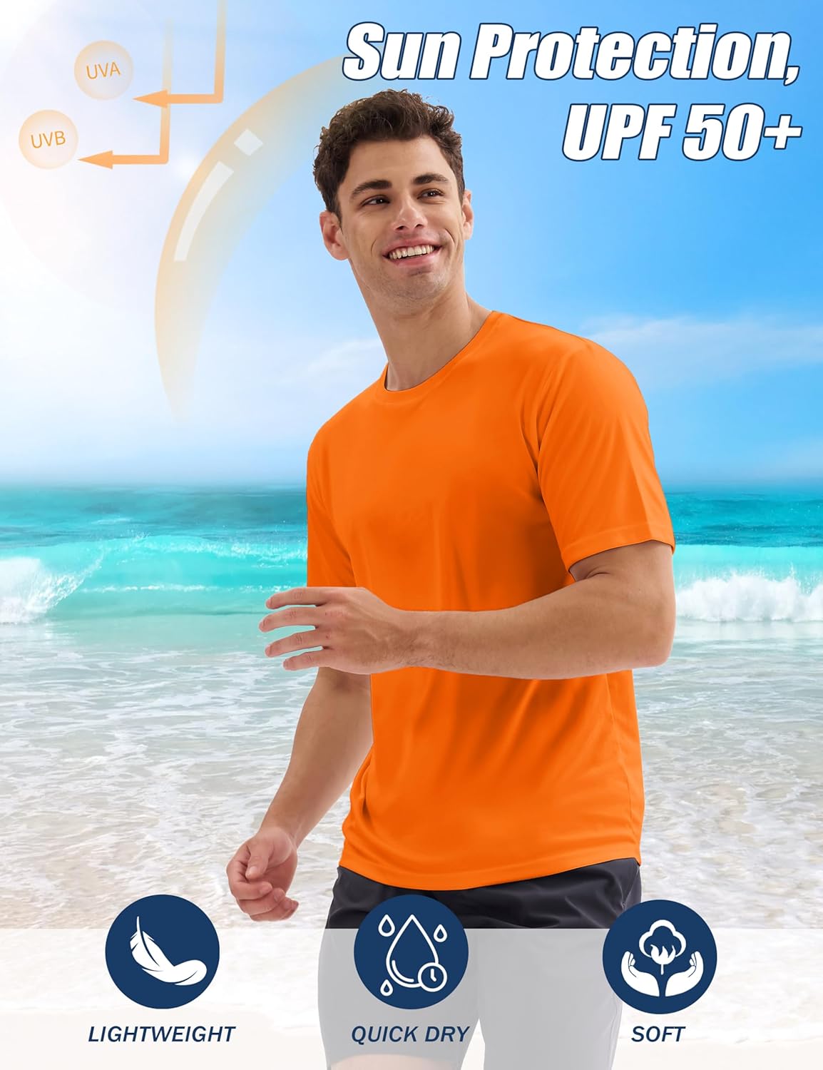 MAGCOMSEN 5 Pack Men's Short Sleeve UPF 50+ Shirts Dry Fit Athletic Rash Guard Workout Running Swim Gym Performance Tshirts - Image 3