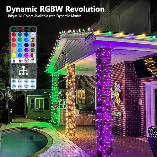 Vista 2 de ODEETRONIC USB Christmas String Lights, 33ft 100 LED Christmas Lights Color Changing with Remote, RGB Multi Colored Fairy Light, Red & White Xmas