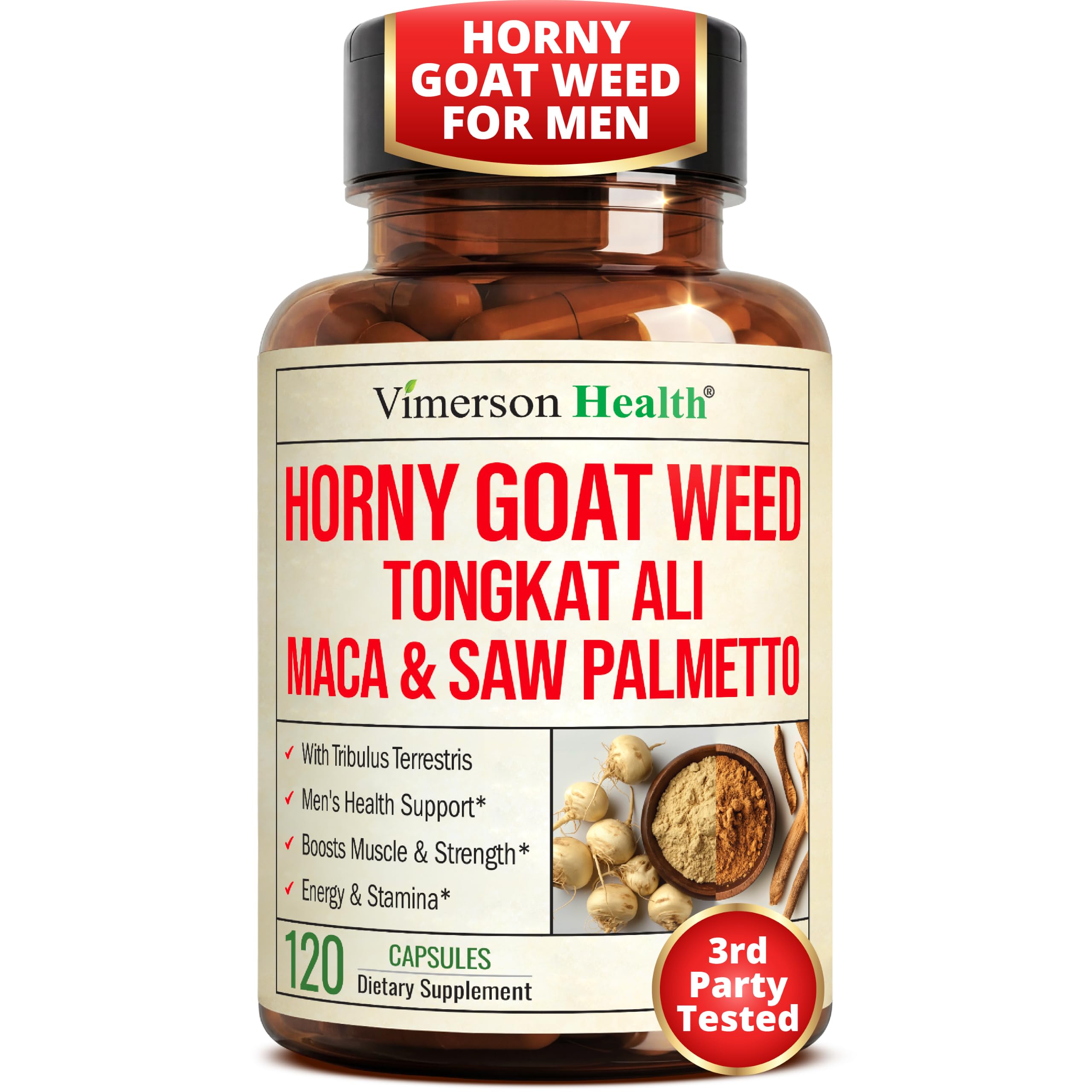 Horny Goat Weed for Men 1000mg – Hornygoatweed with Maca Root –120 Capsules 120 Count (Pack of 1)