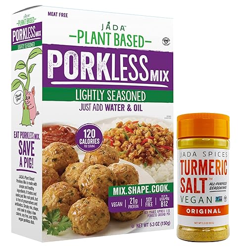 Mezcla vegana a base de plantas sin cerdo y condimento de sal de cúrcuma - sustituto de carne mezcla molida desmenuzas albóndigas productos sin