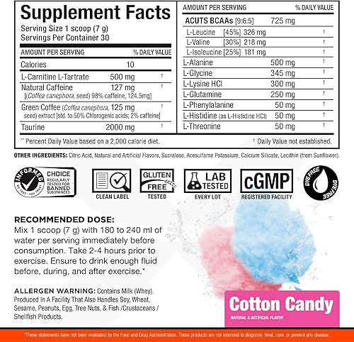 Miniatura 10 de ALLMAX Nutrition AMINOCUTS (ACUTS), bebida energética cargada con aminoácidos con taurina, L-carnitina, extracto de grano de café verde, limonada