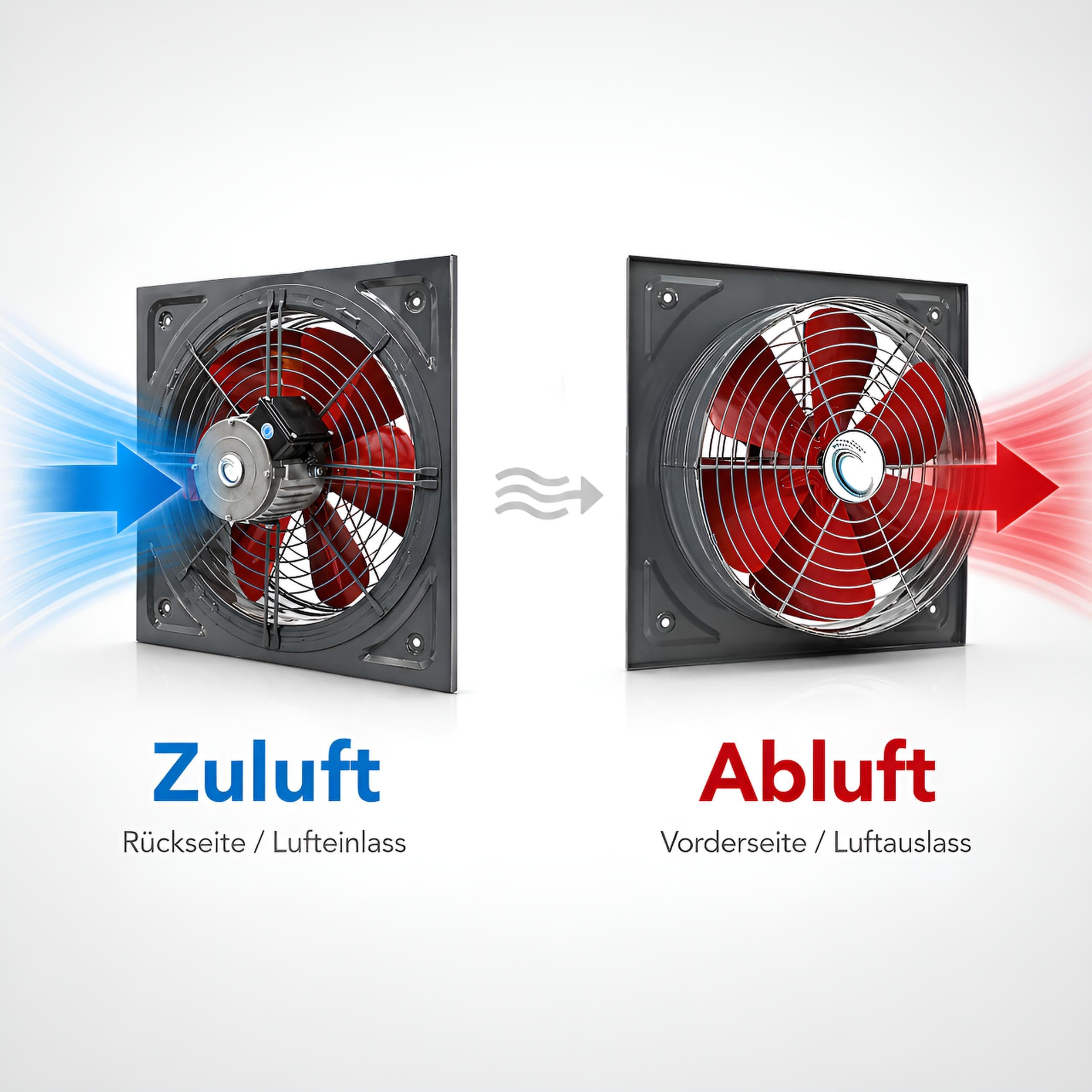 UZMAN Wandventilator Hochleistungs Axialventilator mit Kugellagern, für Dauerbetrieb Industrie Axiallüfter Größen 300, 350, 400, 450, 500, 550, 600mm – Zuluft Abluft Absaugung – (KSA400)