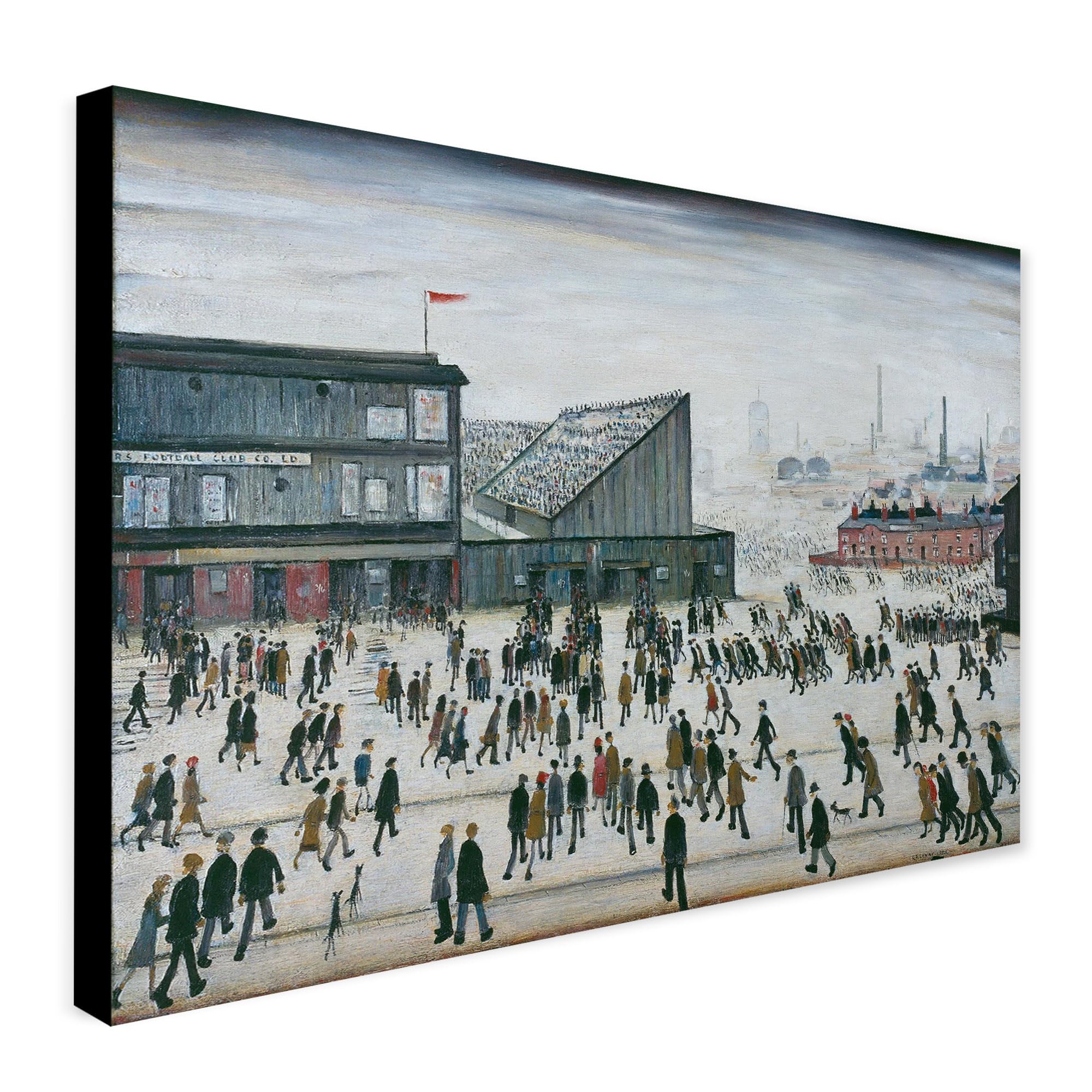 Going to the Match by L.S. Lowry Wall Art - Canvas Wall Art Framed Print - Various Sizes (A4 12" x 8" Inches)