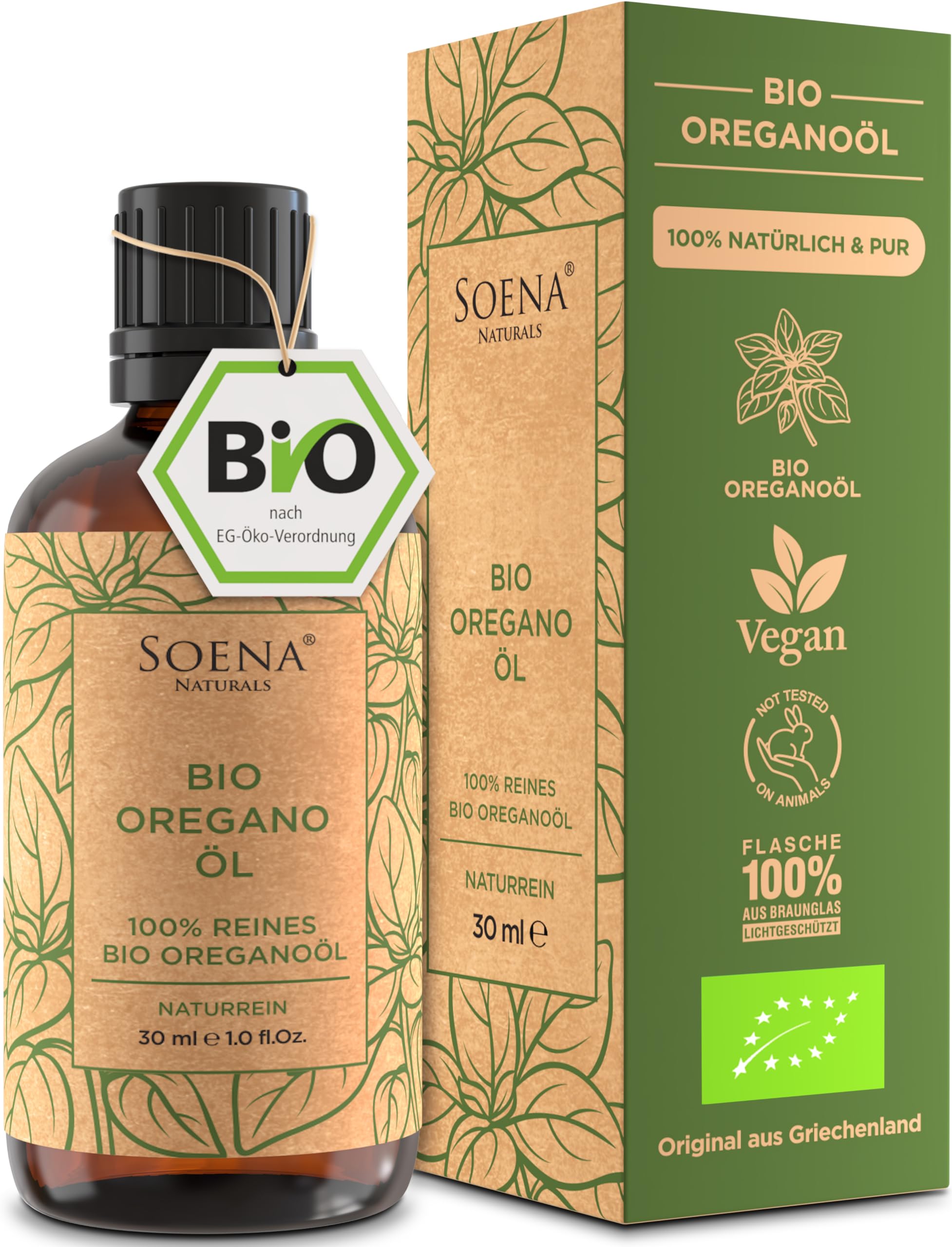 BiO Oregano Öl 100% Naturrein [BIO-ZERTIFIZIERT] +82% Carvacrol • Lebensmittelqualität • Ätherisches Öl – Frei von Zusatzstoffen [HOCHDOSIERT] 30ml - Aus Griechenland