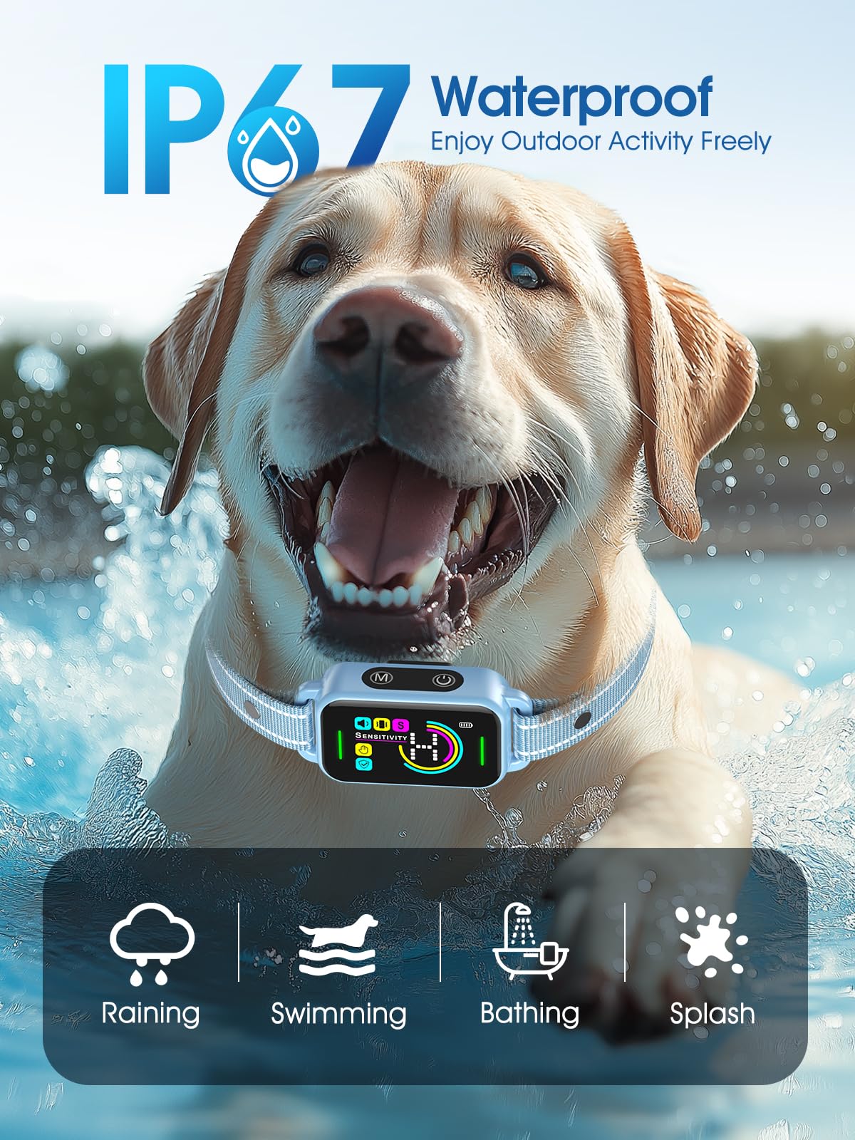 DINJOO Collar de ladridos para perros grandes, medianos y pequeños, Smart AI 1S para detener los ladridos, dispositivo antiladridos y collar de entrenamiento para perros con pitido, vibración y