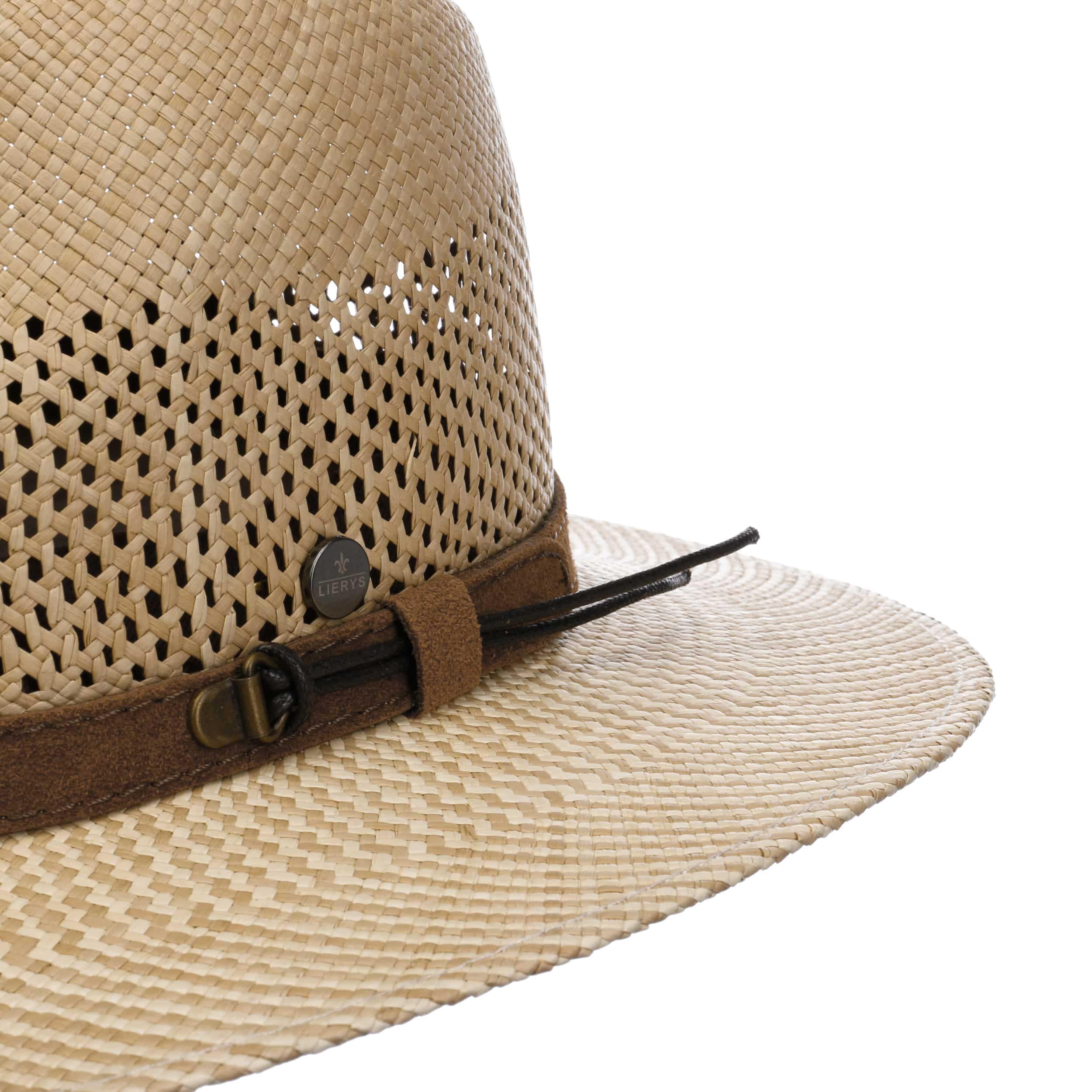 LIERYS Twotone Brim Traveller Panamahut Damen Herren Cowboyhut Ledergarniturband Ecuador