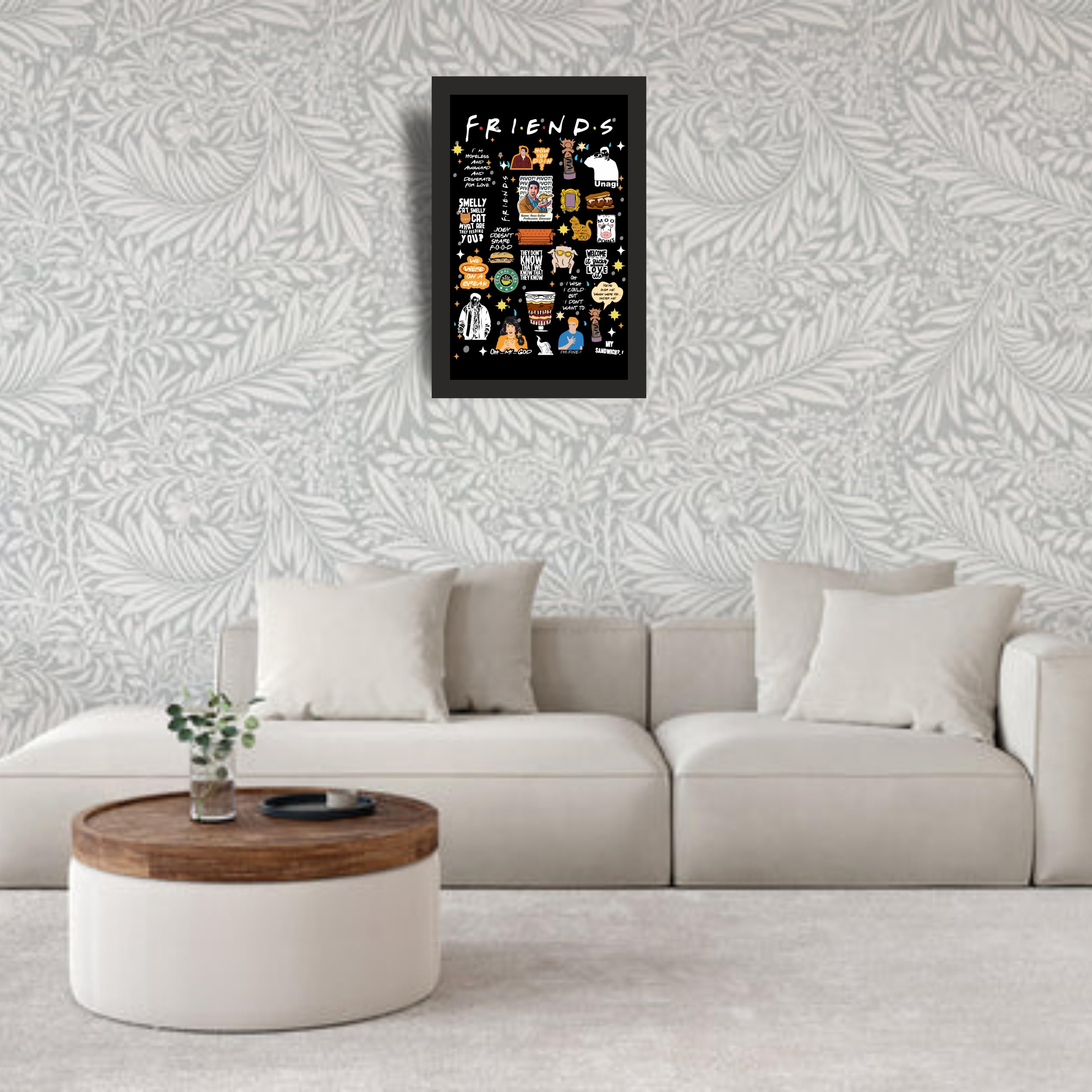 Friends Black Quote Sticker Collage Photo Frame A4 Wall Art