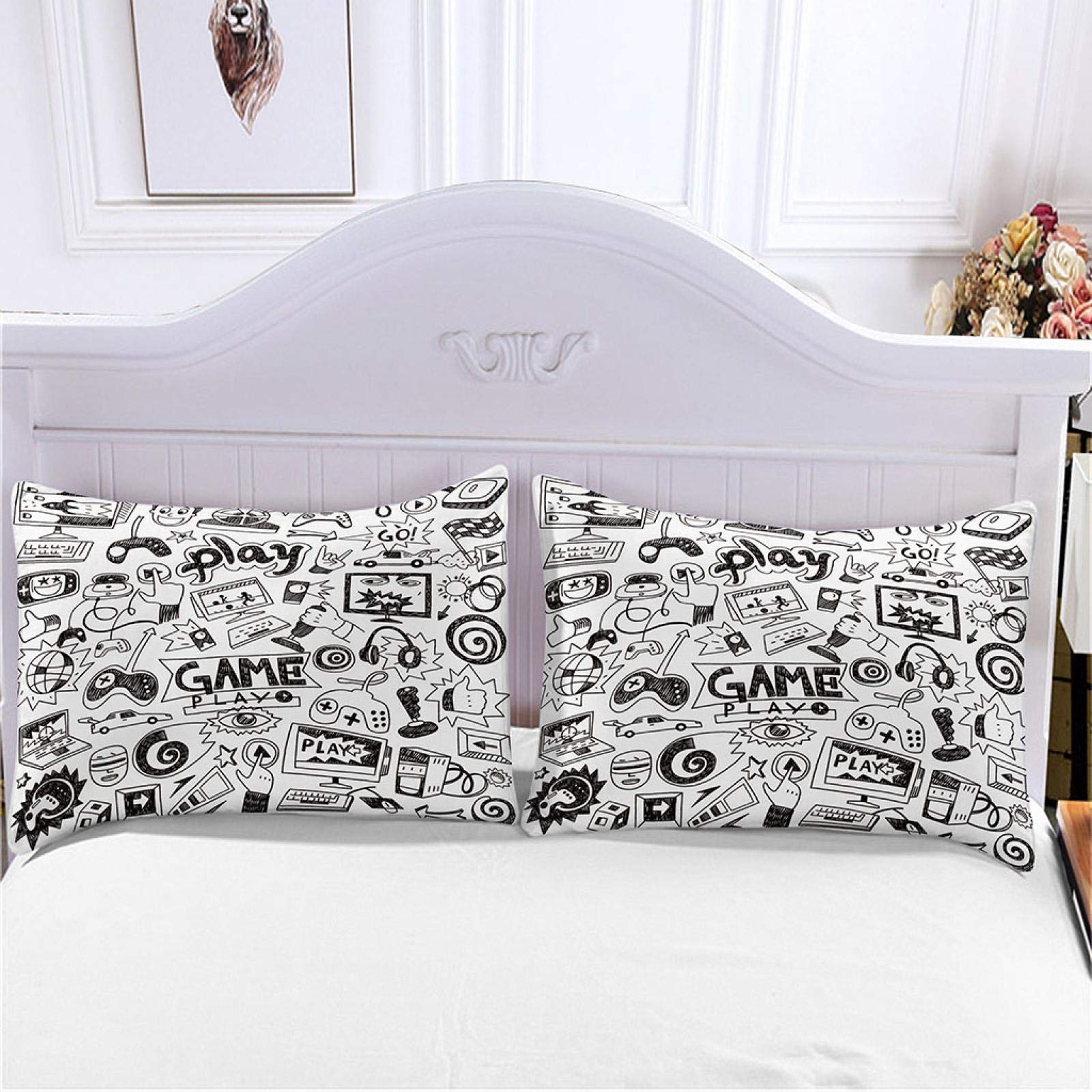 Funda Edredón Y Fundas De Almohada, para Camas De 105 (180X220cm), Juego De Ropa De Cama 3 Piezas, 3D Impresión Impresión De Temas De Videojuegos, Funda Nórdica De Microfibra con Cremallera