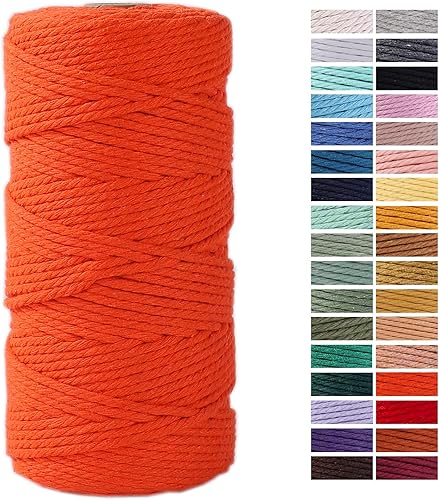 ZXCDINO Cordón de macramé naranja de 0.118in x 109 yardas, cuerda de algodón de colores para colgar en la pared, colgar plantas, manualidades,