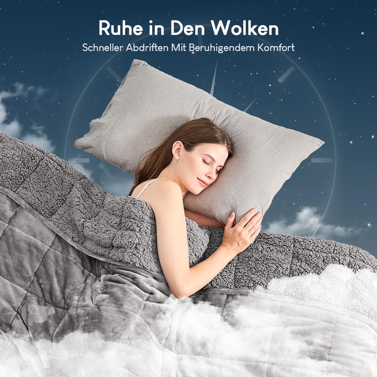 Cottonblue Gewichtsdecke 150x200cm 7kg Sherpa Fleece Entspannungsdecke Erwachsene Weighted Blanket Graue
