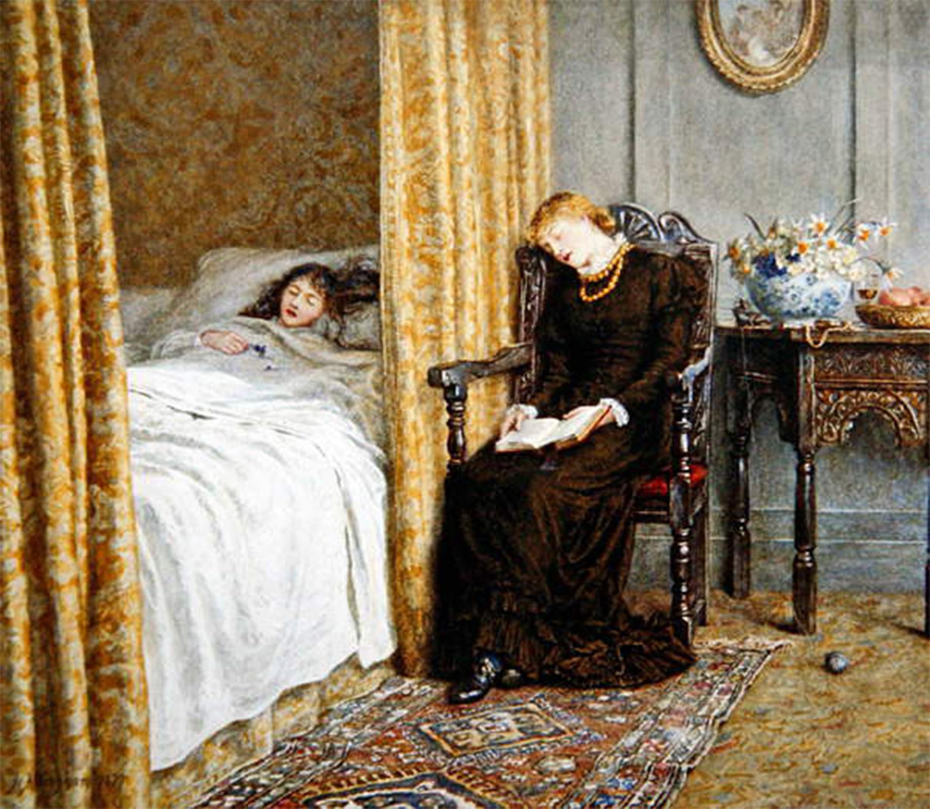 Cuadro retro il convalescente de Helen Allingham para decorar el dormitorio 5