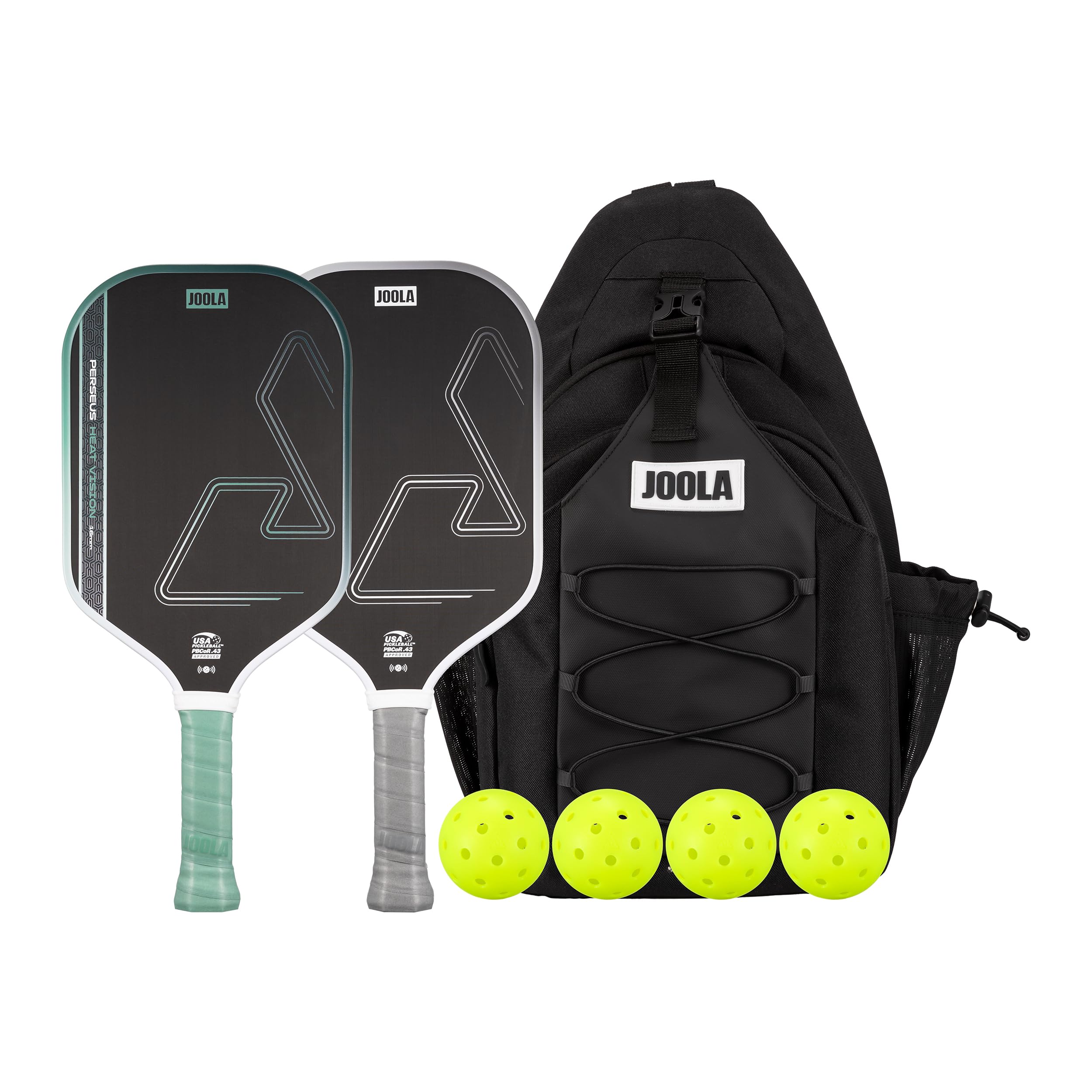 JOOLA Heat Vision Pickleball Paddles Set of 2 - Includes: 2 Pickleball Paddles, 4 Balls & Sling Bag - Lightweight USAPA Approved Carbon Fiber Paddle, Heat-Pressed Handle for Extra Stability, NFC Chip