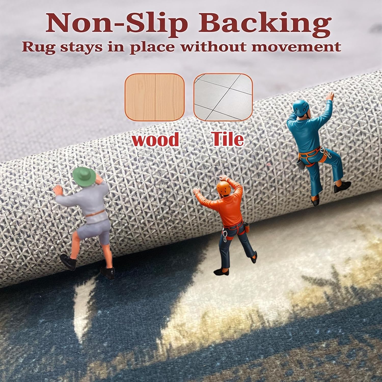 Rustic Bear Rug 5x8 ft for Cabin or Lodge Decor, Wildlife Forest Tree Scene, Soft Washable Non-Slip Carpet for Country Living Room, Bedroom, Entryway, Vintage Style Accent Mat