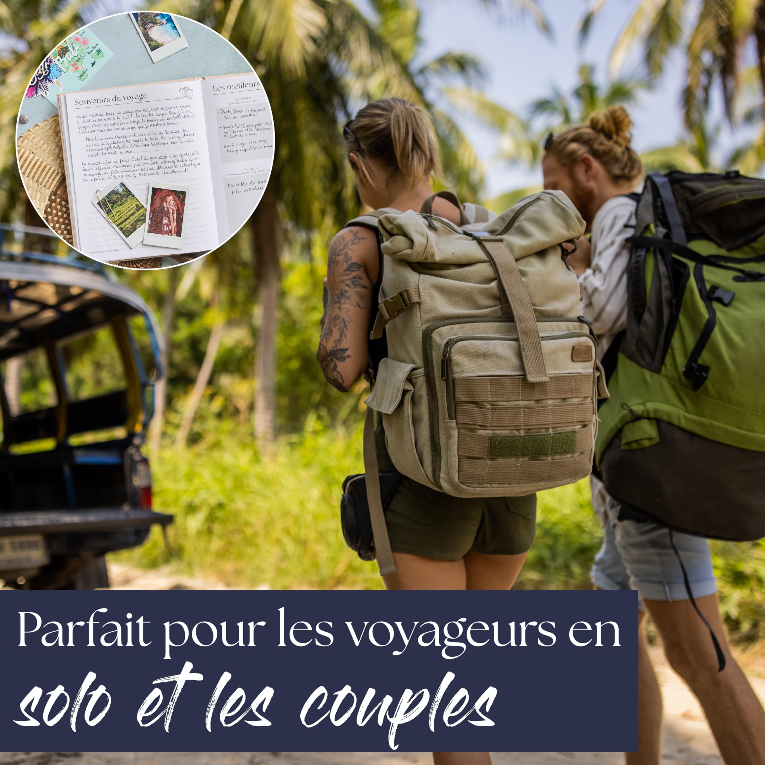 Carnet de Voyage à Remplir Journal de Voyage Cahier de Voyage Livre de Souvenirs Adulte Bucket List 16 Voyages Bleu marine