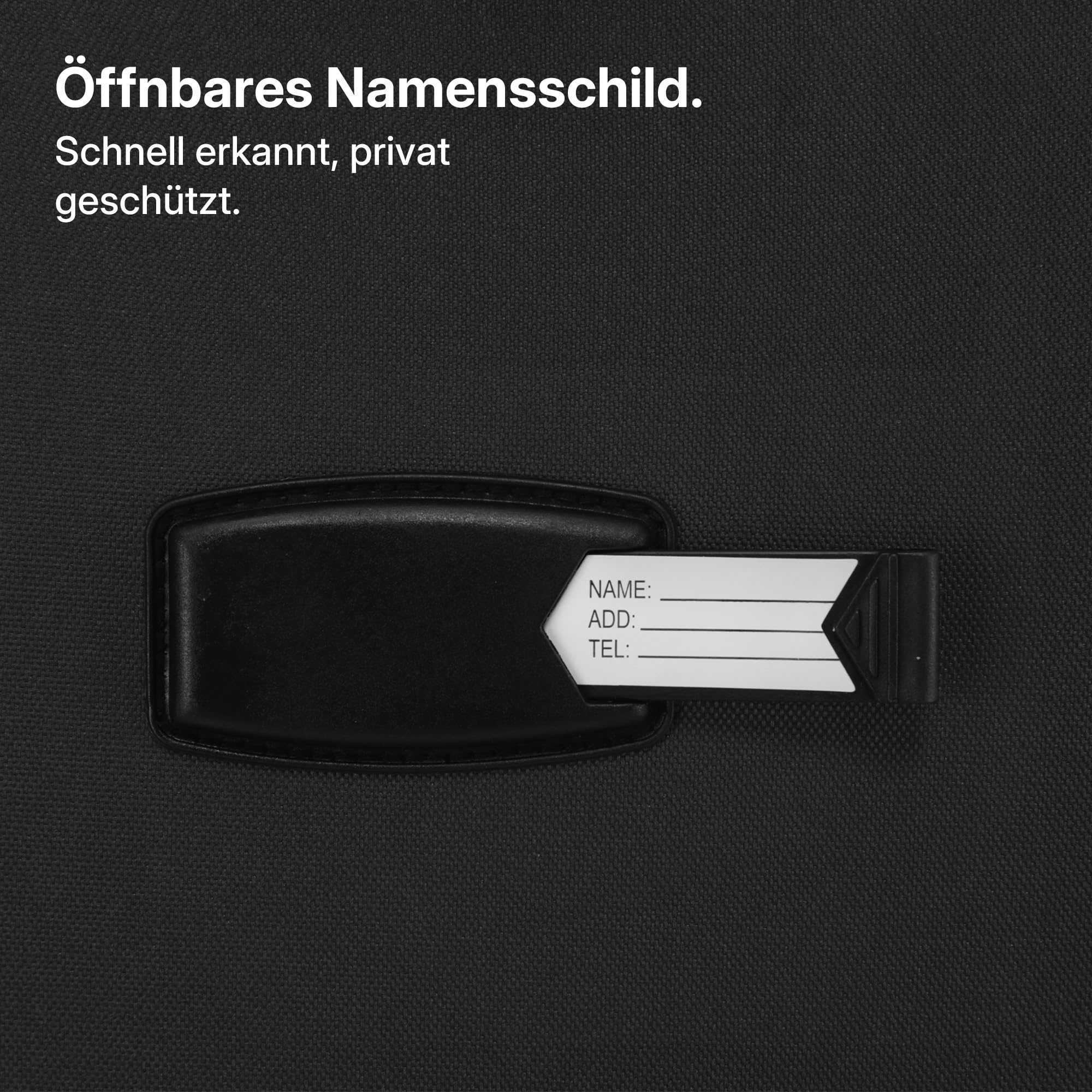 Münicase Stoffkoffer erweiterbar mit Frontfächern,15% Extra-Volumen, TSA-Schloss, 360° Doppelrollen & verdecktem Namensschild (Schwarz, Koffer M (55 cm) erweiterbar)