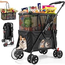 2-in-1 Folding Shopping Cart & Pet Stroller 99 LB Grocery Cart