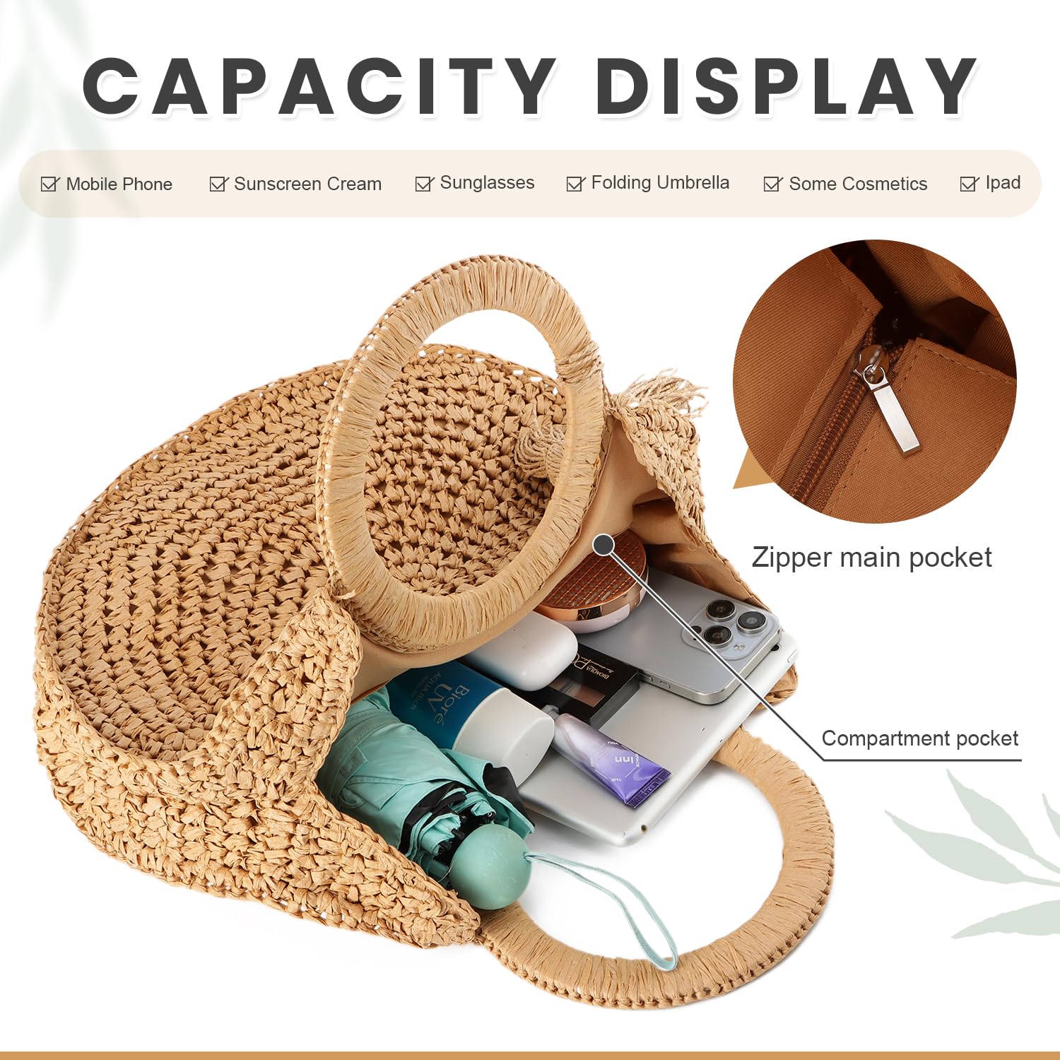 EVEOUT Pochette en Paille pour Femmes Sac à main en paille tressée pour l'été Clutches en Paille pour Mariage plage vacances