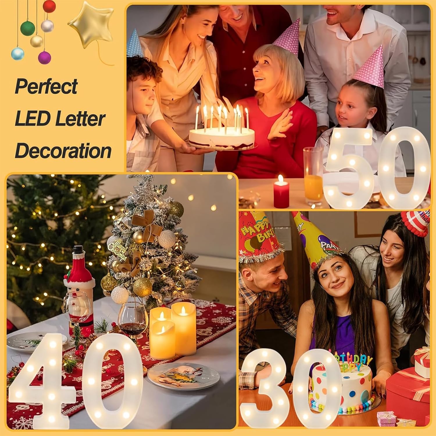 50th Birthday Gifts for Women Men, LED 50 Marquee Light Up Numbers for 50th Birthday Party Gifts Wedding Anniversary Decorations, Warm White Small Marquee Letter Lights 50 Sign for Anniversary Decors - Image 7