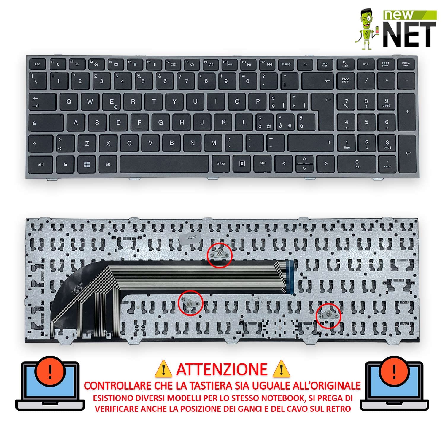 new net Keyboards - Tastiera Compatibile con Notebook HP Probook 4540s 4545s 4545 4540[ Layout ITA - con Frame ]