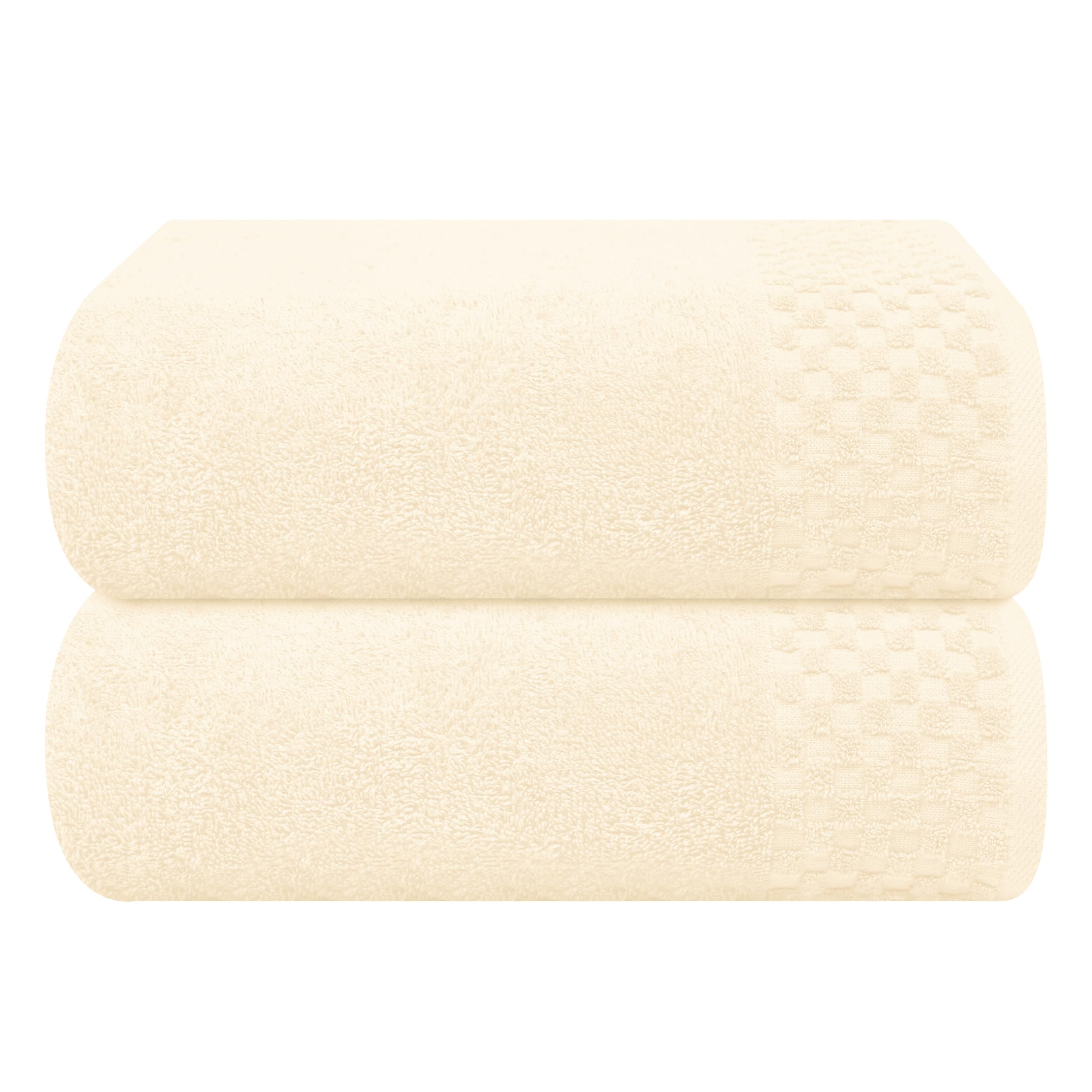 MyOwn MALLONI Home Cotton 2-Pack Oversized Bath Towel Set 70 x 140 cm, Large Bath Towels, Ultra Absorbent, Compact, Quick Drying and Lightweight, Ivory