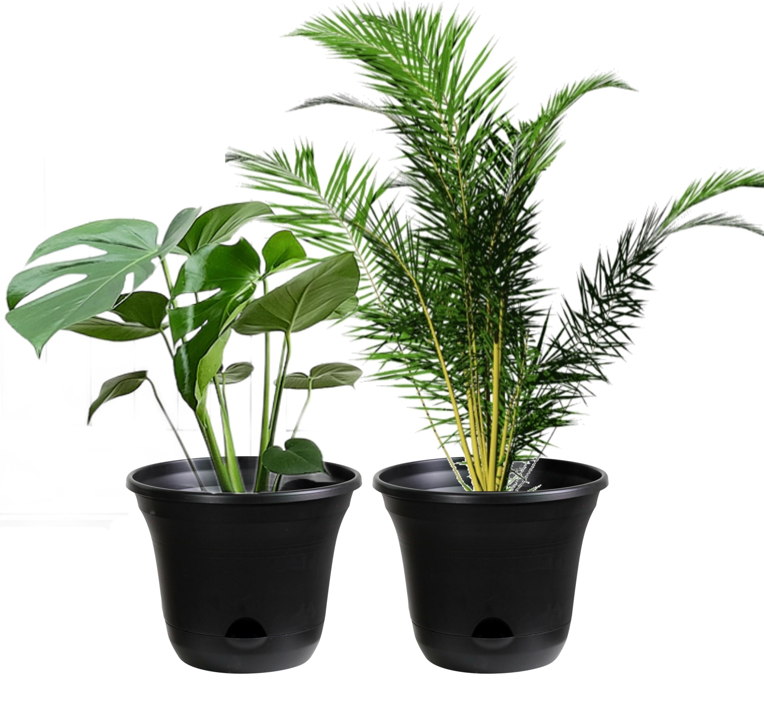 Olly & Rose San Marino Lazy Planters - Self Watering Plant Pot Charcoal - Large Planter - Indoor & Outdoor (2 x 25cm)