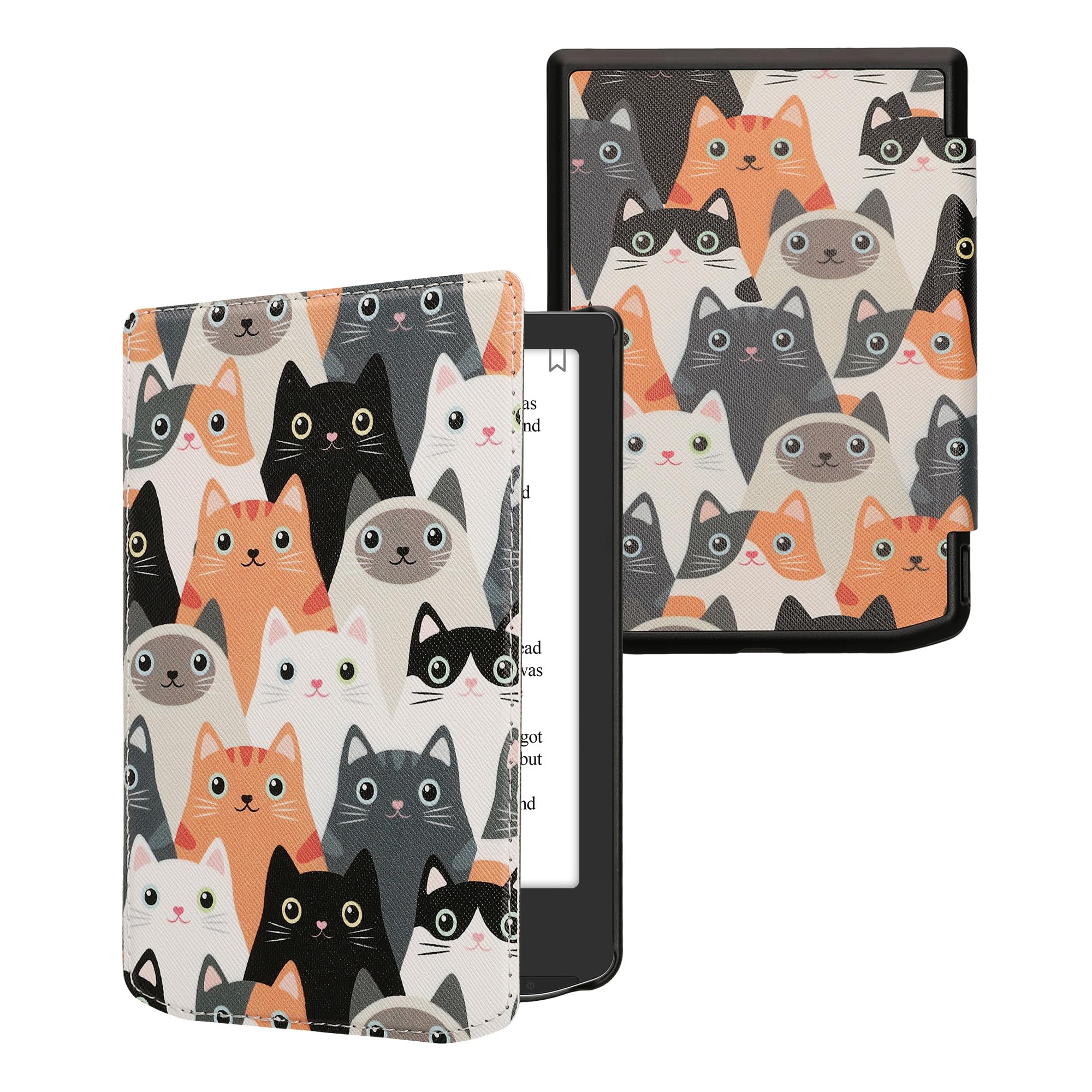 kwmobile Etui kompatybilne z Pocketbook Verse/Verse Pro/Verse Color/Vivlio Light/Light HD Etui - Skórzane etui z klapką i magnetycznym zamknięciem - Kocięta