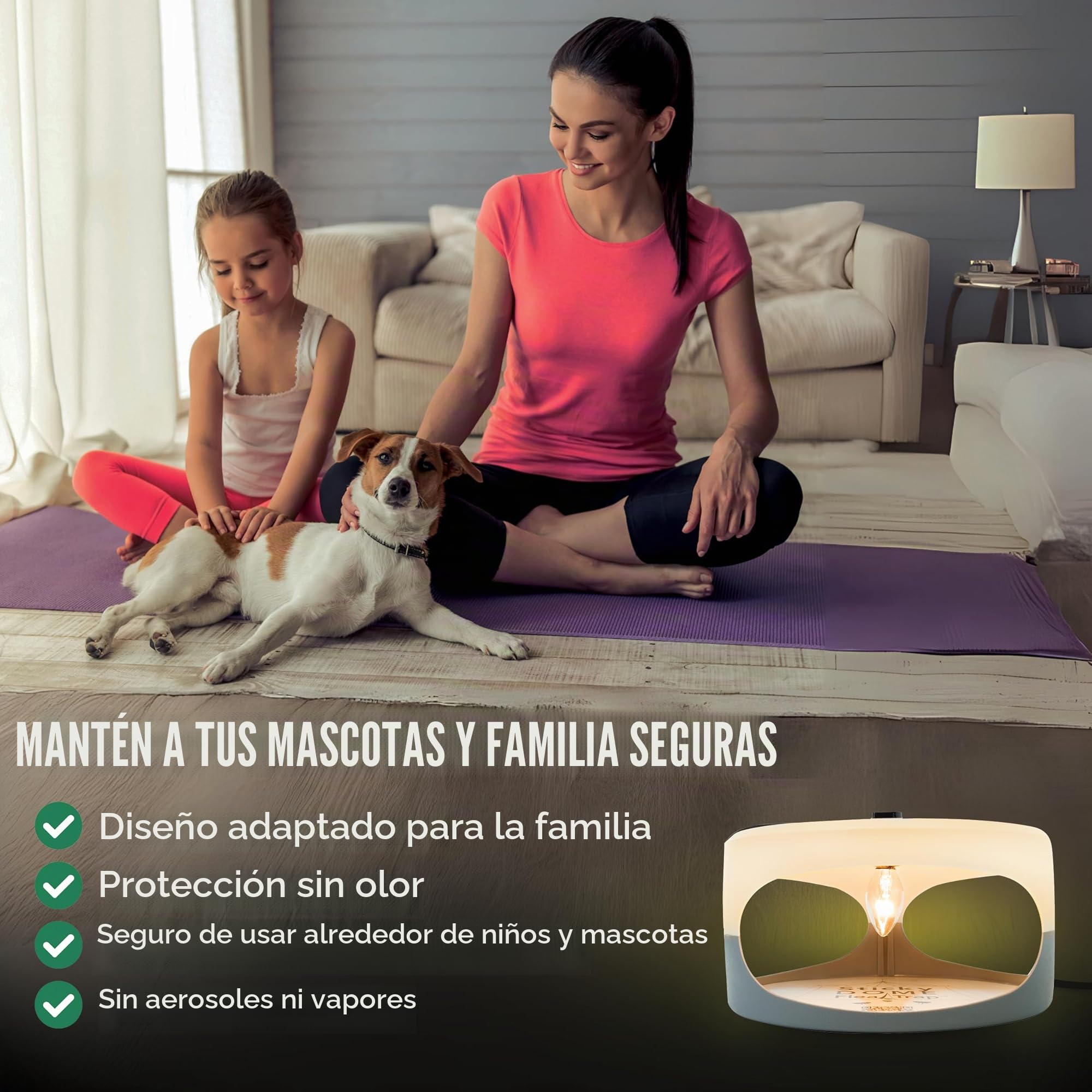 ASPECTEK Trampa para Pulgas, Sticky Dome™ Paquete de 2 Discos Adhesivos Uso en Interiores, Repelente Insectos - Repelente pulgas Humanos, Libre de Químicos, lampara antipulgas