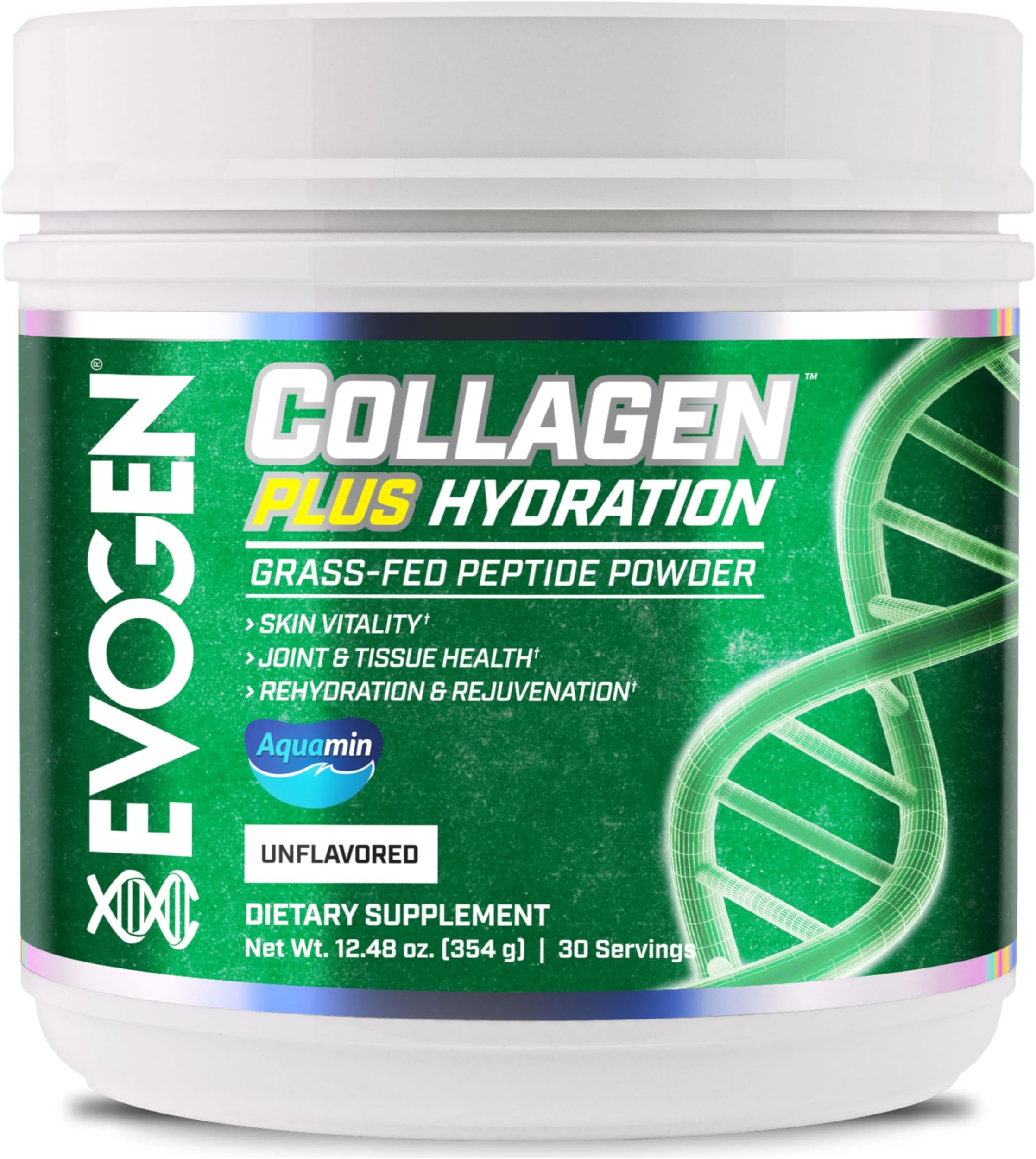 Collagen Plus Hydration - Grass-Fed Collagen for Women & Men | Collagen Peptides Powder | Collagen Powder Supporting Skin Vitality, Hydration, Joint & Tissue Health | Unflavored | 30 Servings