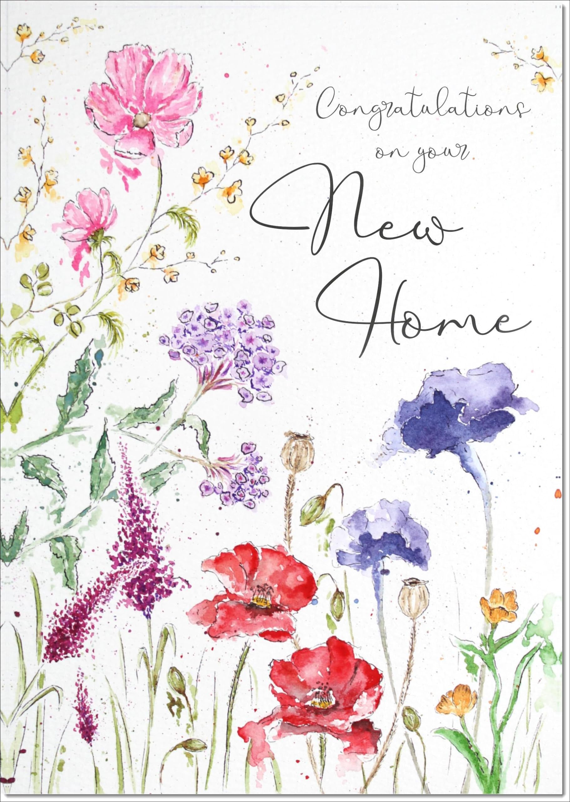 doodlecards New Home Card Wildflowers Spring Flowers Large A4 Size with Plain Envelope — image 1