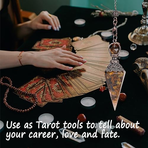 Miniatura 3 de MAIBAOTA Cristal de péndulo, péndulos de cristal de ojo de tigre natural para radiestesia, cristales puntiagudos espirituales para suministros de