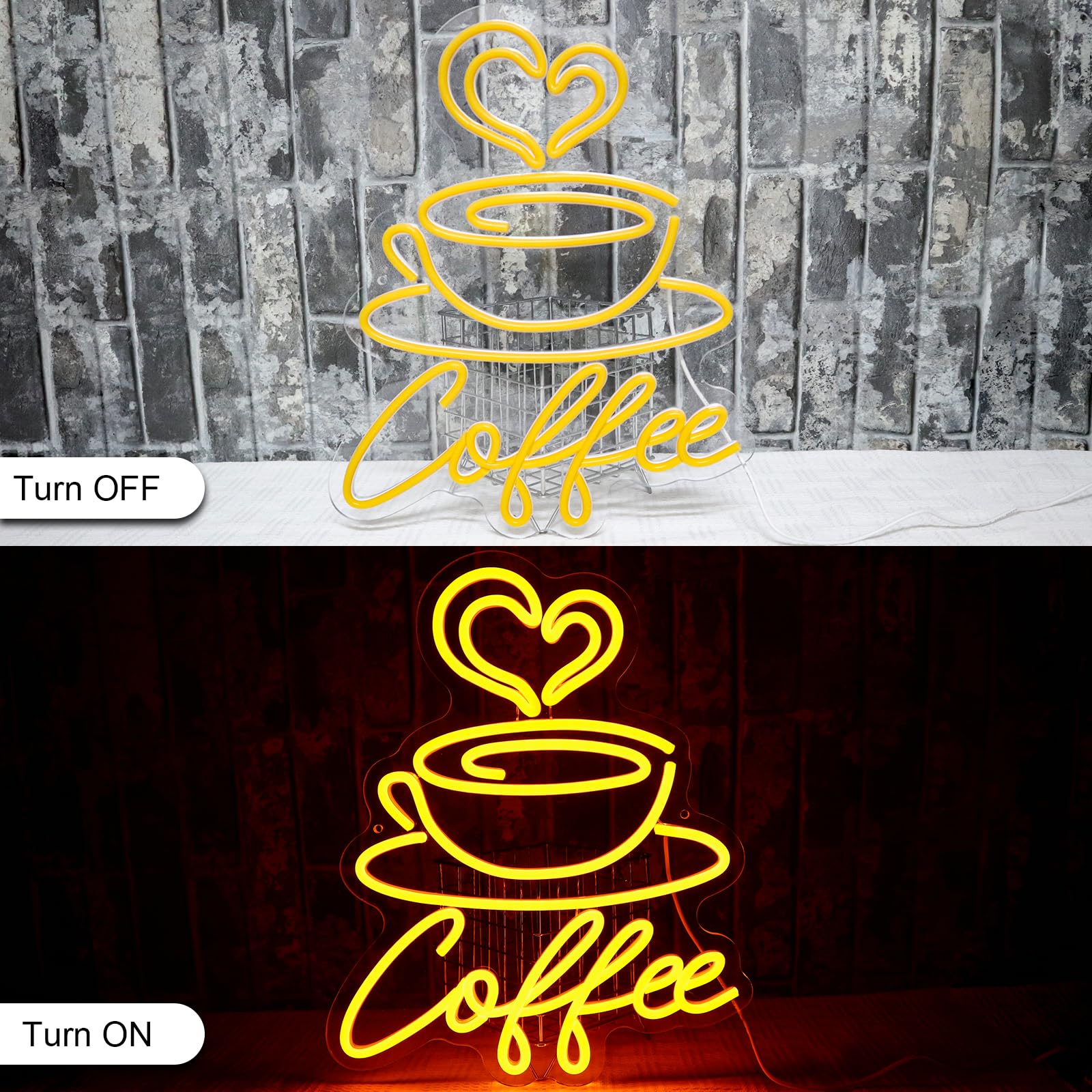 Insegna Neon LED Caffè - Insegna Luminosa da Parete con USB - Decorazione Neon per Bar, Caffetteria, Casa, Cucina, Ristorante, Club, Negozio, Feste Commerciali