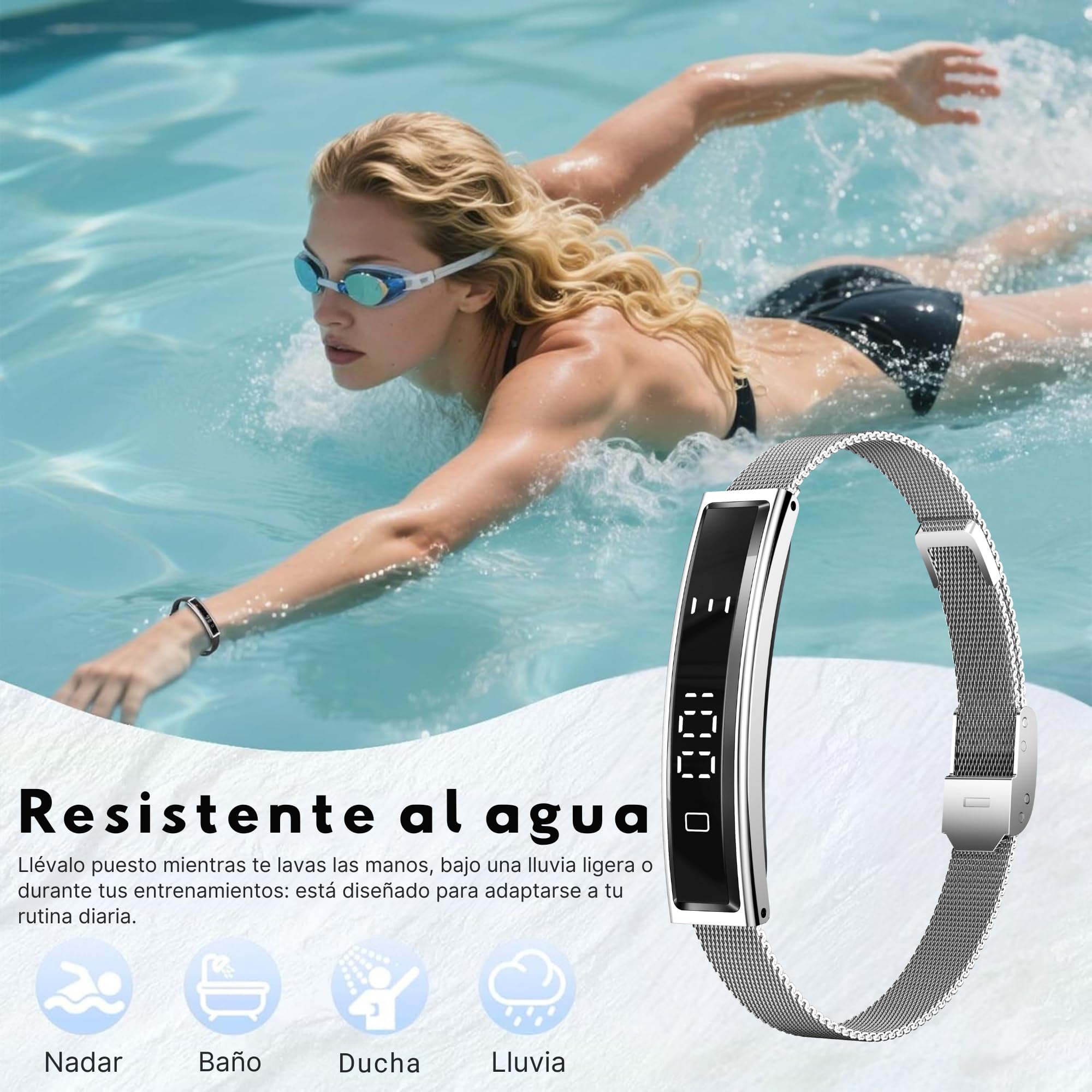 smartia – Pulsera Inteligente Ultrafina, Smart Band con Bluetooth Modelo 2026, Pulsera tracker de actividad y sueño, Seguimiento integral de tu salud, Band con pantalla táctil