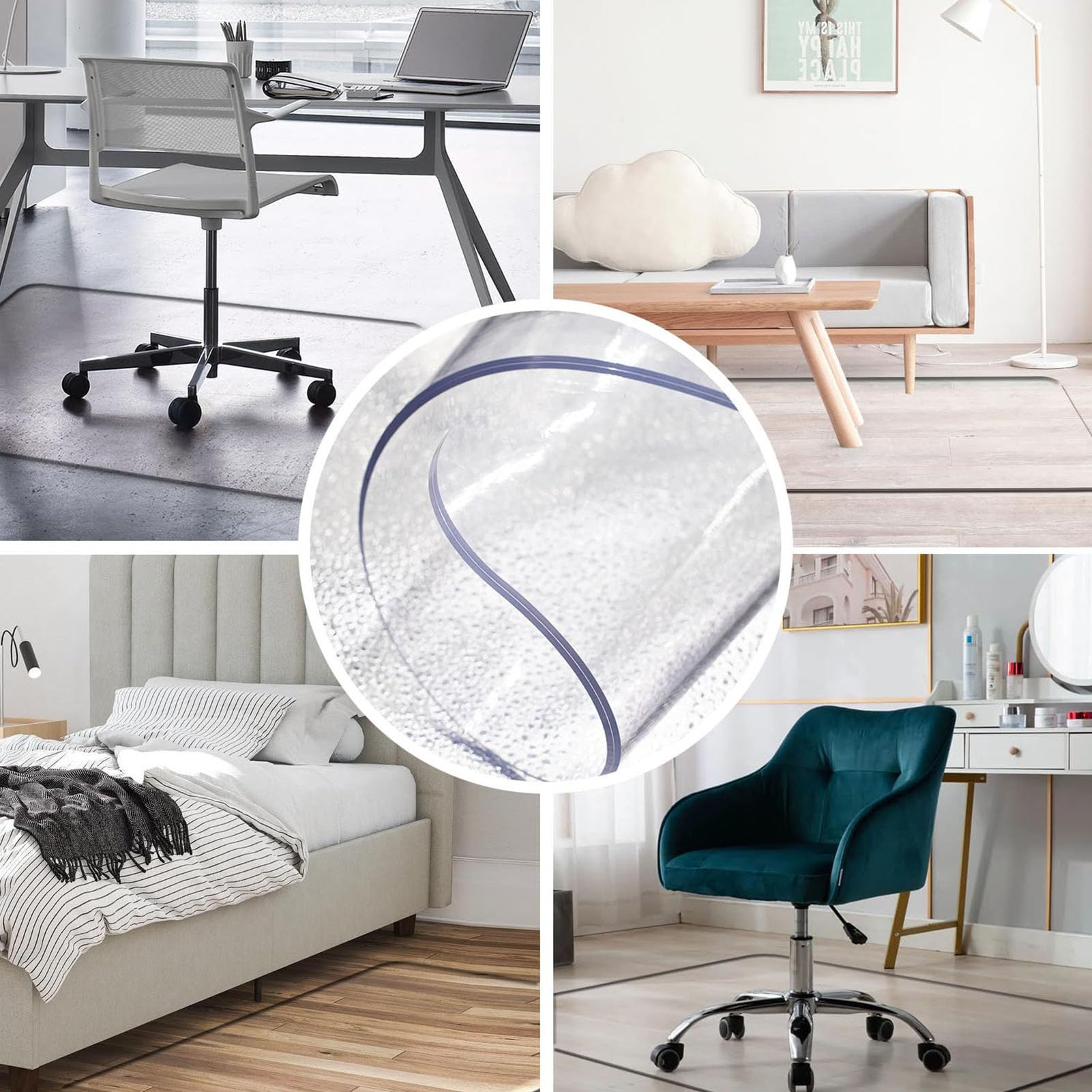 Tapete transparente antideslizante de PVC para silla, protector de suelo impermeable para alfombras y suelos duros, tapete de oficina, duradero, transparente, protector de parquet y laminado