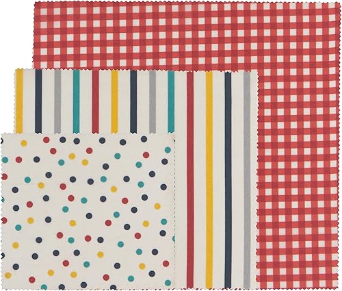 NOW DESIGNS Envoltura de cera de abeja Dots & Stripes 3 unidades, 3 CT