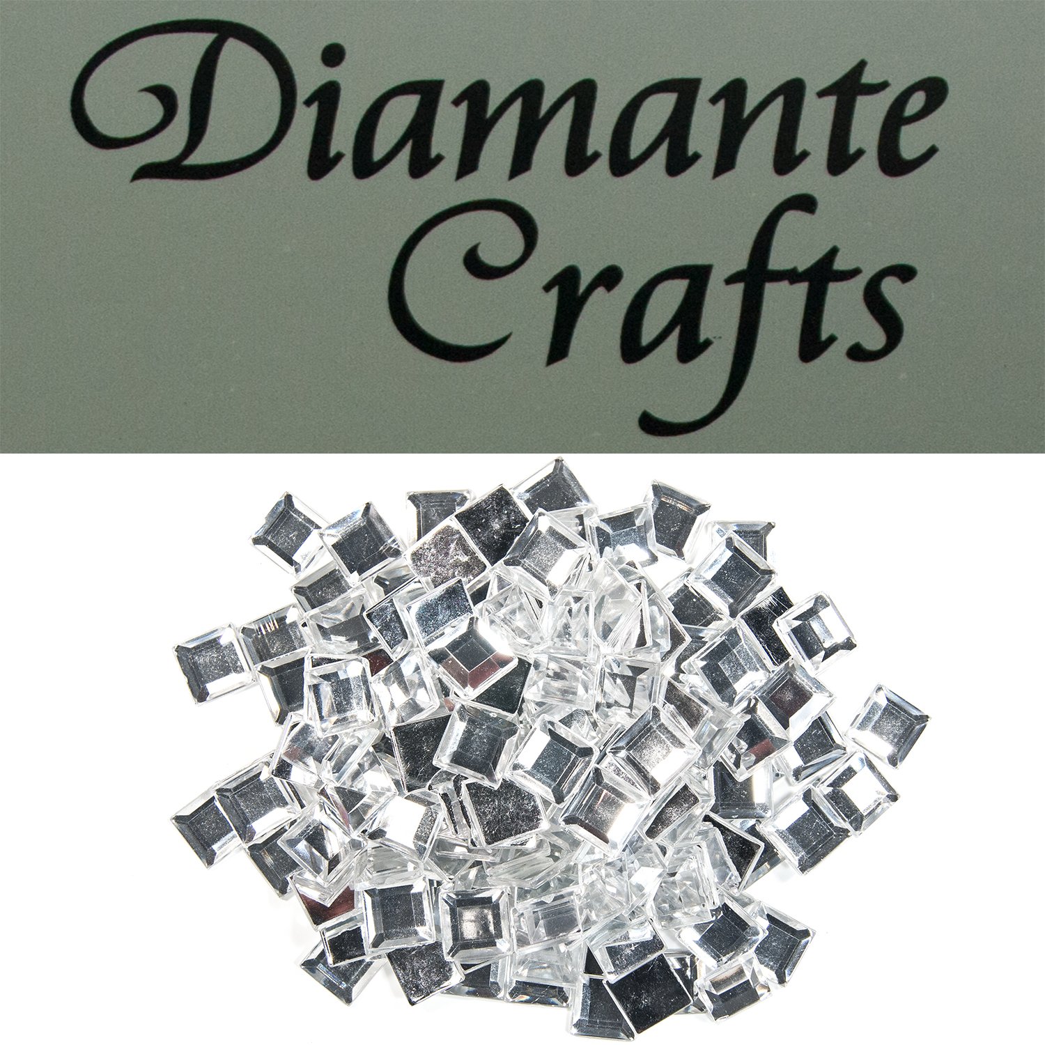 Diamante Crafts 150 x 10mm Clear Diamante Squares Loose Flat Back Rhinestone Craft Gems - created exclusively