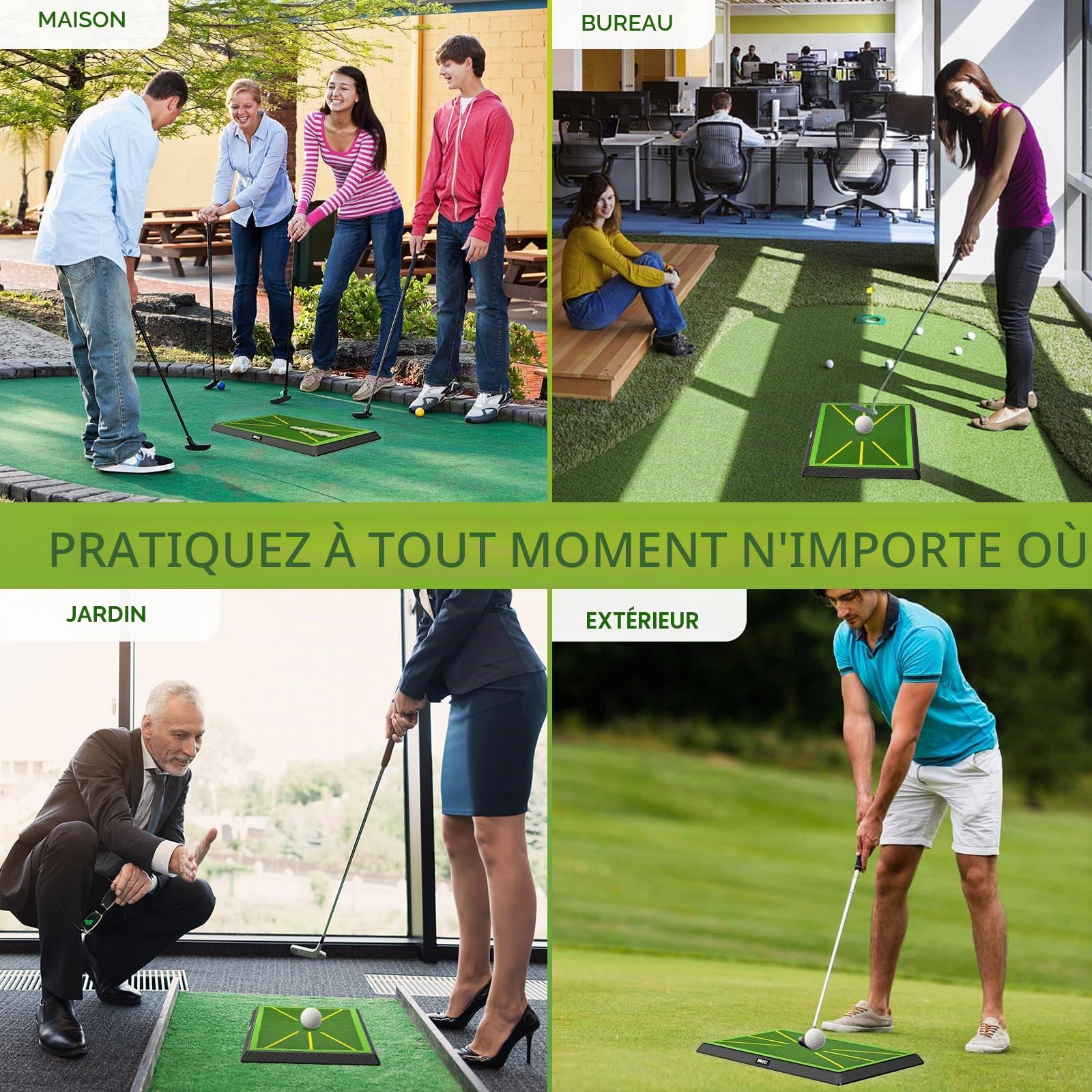 IMAYCC Tapis de balançoire de Golf 2 Pièces Analyse de Trajectoire en Temps Réel avec Base Anti-Dérapant Renforcée - Portable Intérieur/Extérieur