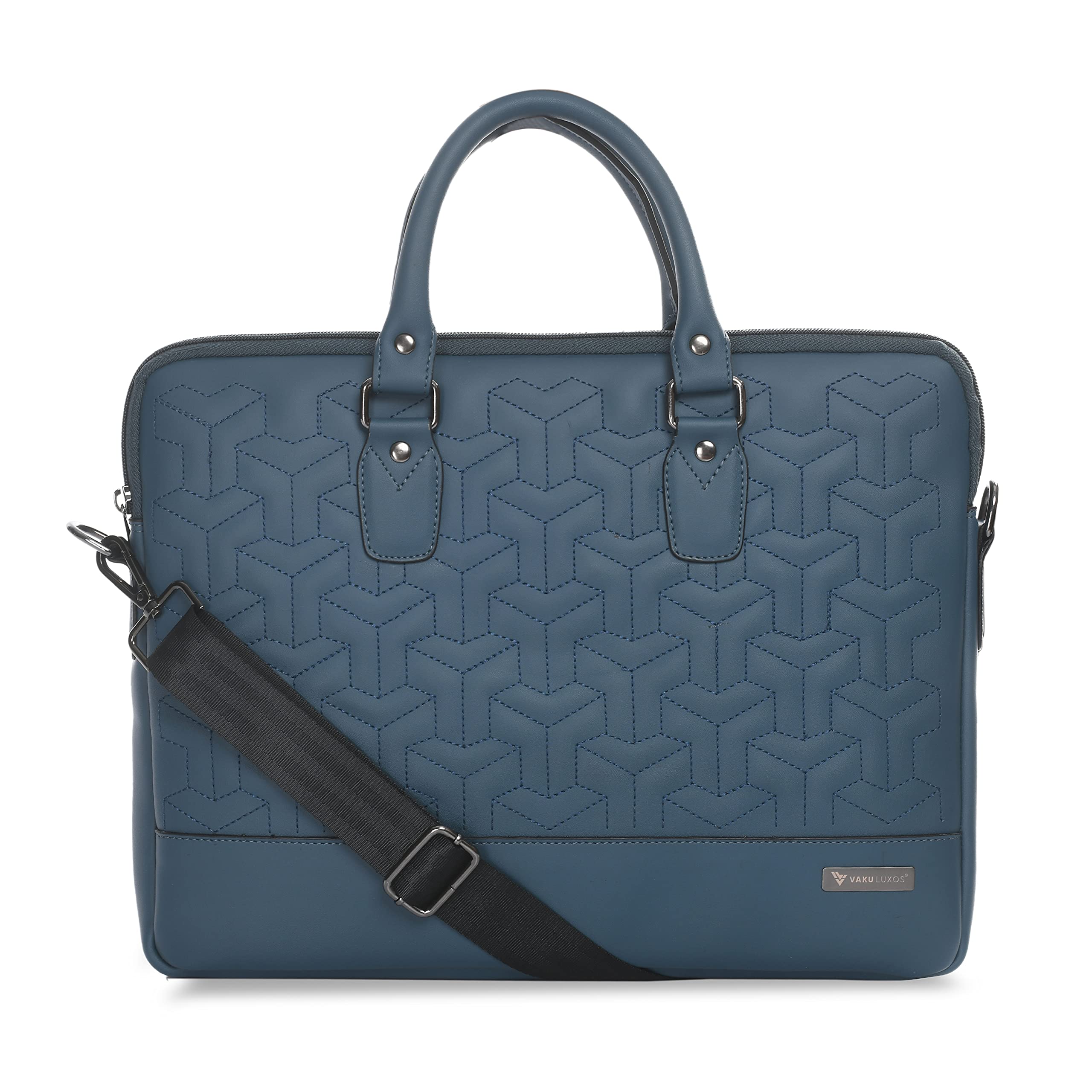Vaku Luxos® Ramona 15 Inch Laptop Bag Leather Collection Messenger Organizer Shoulder Sling Office Bag for Men & Women With Adjustable Strap for Laptop and MacBook up to 15" (Blue)-image-14