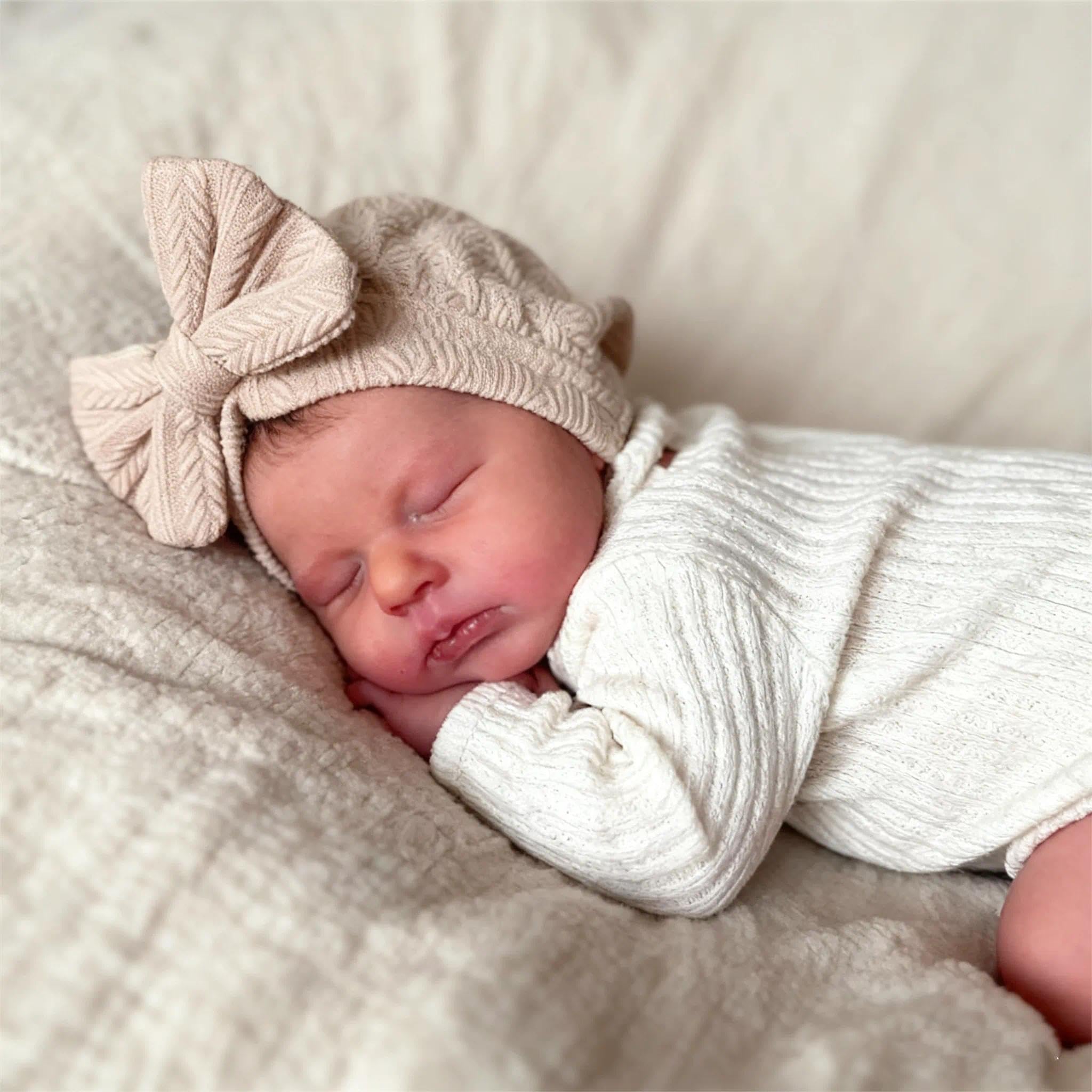 Zero pam Reborn Baby Vollvinyl Lebensecht Mädchen 50cm Reborn Babypuppen Wie Echt, Vinyl Babypuppe Mädchen Mit Geschlossenen Augen, Re-Born Baby Für Kinder