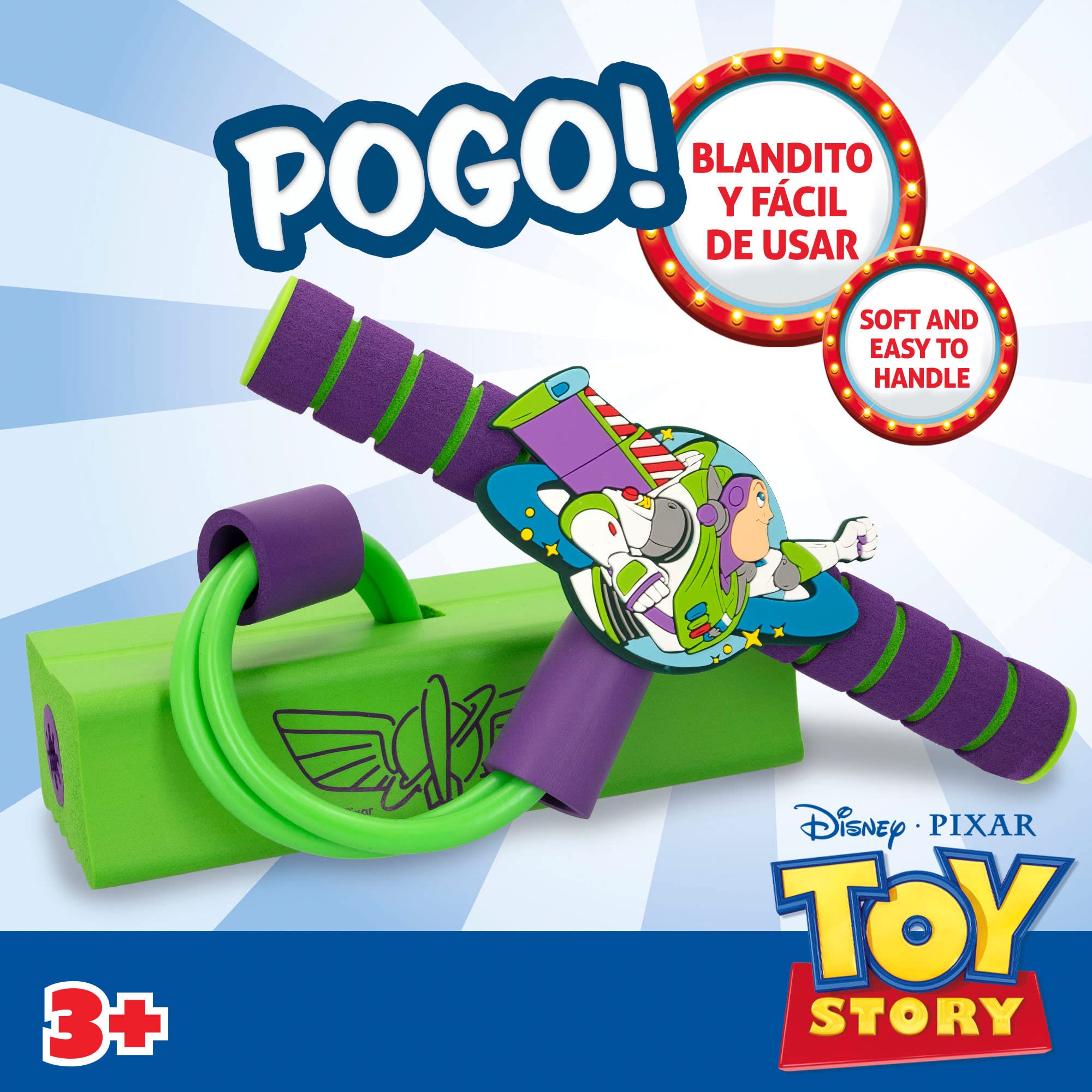 COLORBABY Disney, Pogo stick Buzz Lightyear, Toy Story juguetes, jumper de goma 42cm de altura, saltarín ligero y fácil de transportar, niños a partir de 3 años (77322)