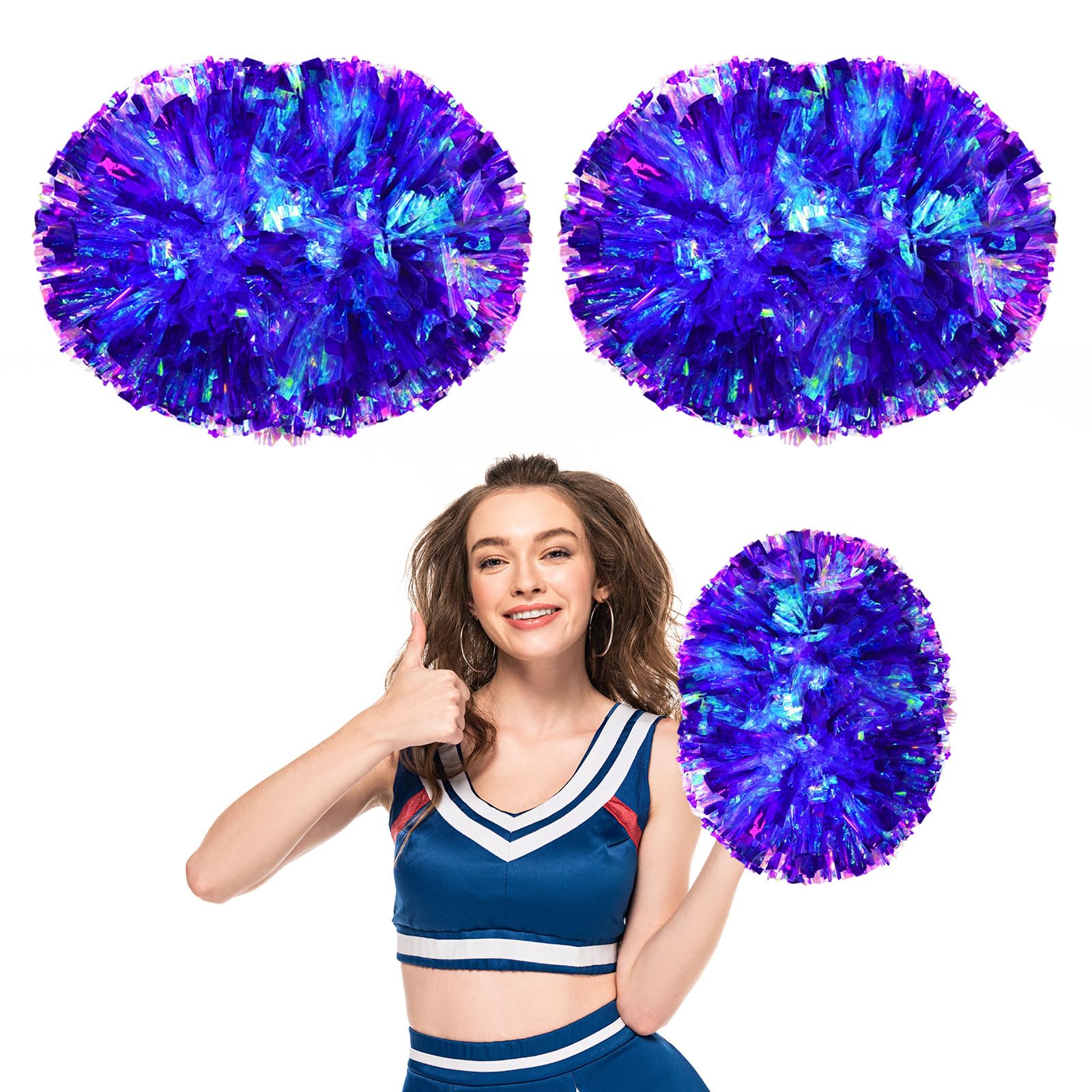 Pompony cheerleaderek, 26 szt., ze stylem uchwytu, ręczne pompony drużynowe do drużyny sportowej, cheerleaderek, gier, na imprezę taneczną, dla dorosłych, fioletowe