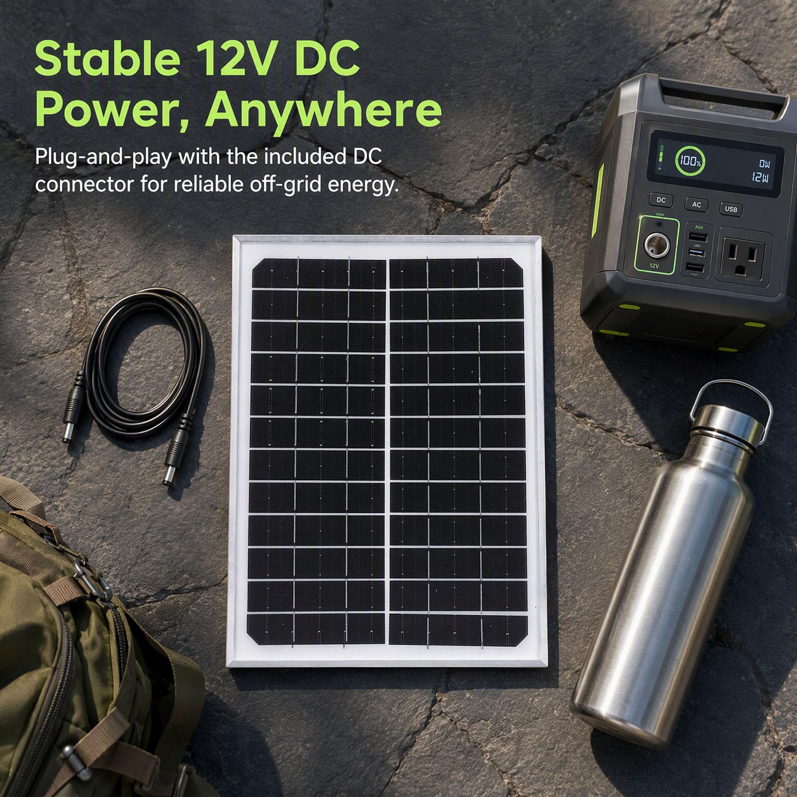 12V Sortie DC Panneau Solaire Monocristallin 15W 24 5 Rendement