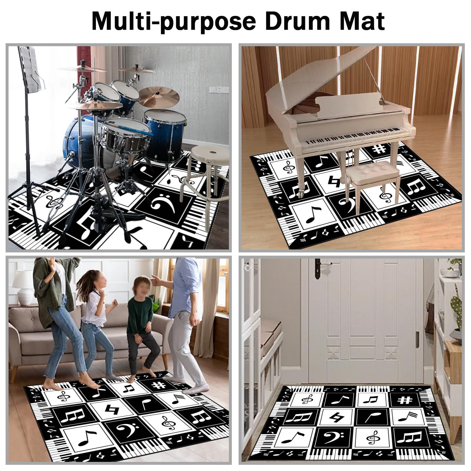 Tappetino Insonorizzato Batteria Drum Tappetino per Batteria e Percussioni Tappeto a Tamburo Tappeto per Batteria Elettrica Tappeto per Batteria Acustica Tappeto Antiscivolo Batteria 230 x 180 cm