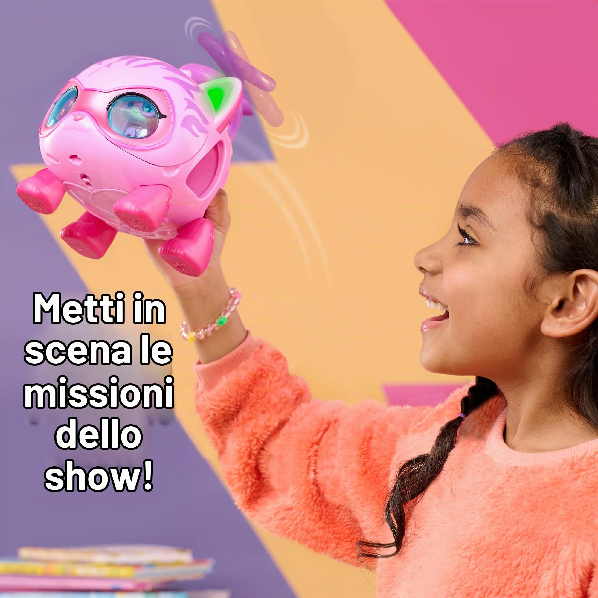 Just Play Elicottero Disney Junior SuperKitties Su-Purr Wild Kitty con luci e suoni, 14 cm, 3 pezzi, personaggi con forma modificabile, giocattoli per bambini dai 3 anni