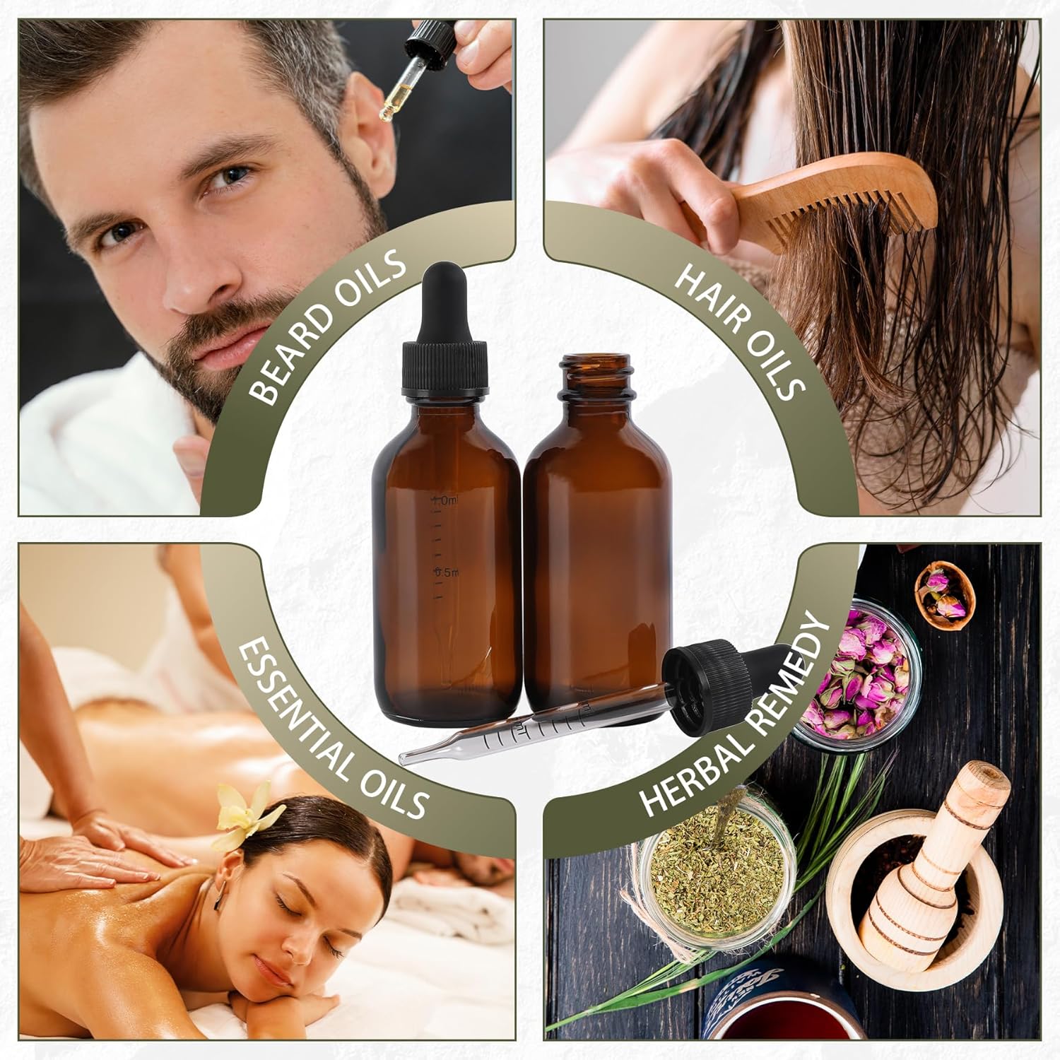 48 Pack, 2oz Glass Dropper Bottle, Preety Texture Tincture Bottles with Precise Scales Eye Droppe, for All Kinds Of Mixed Liquids,Leak-Proof Design for Easy Travel (Amber)