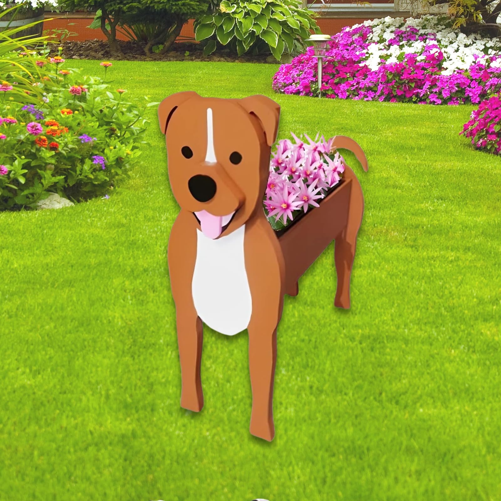 strolfay Staffordshire Bull Dog Planter Plant Pots,Cute Dog Flower Planter,Gifts for Pet Lovers,Unique Animal Plant Pots,Office,Indoor Outdoor Garden Decor(9.45 * 5.79 * 13.39in)