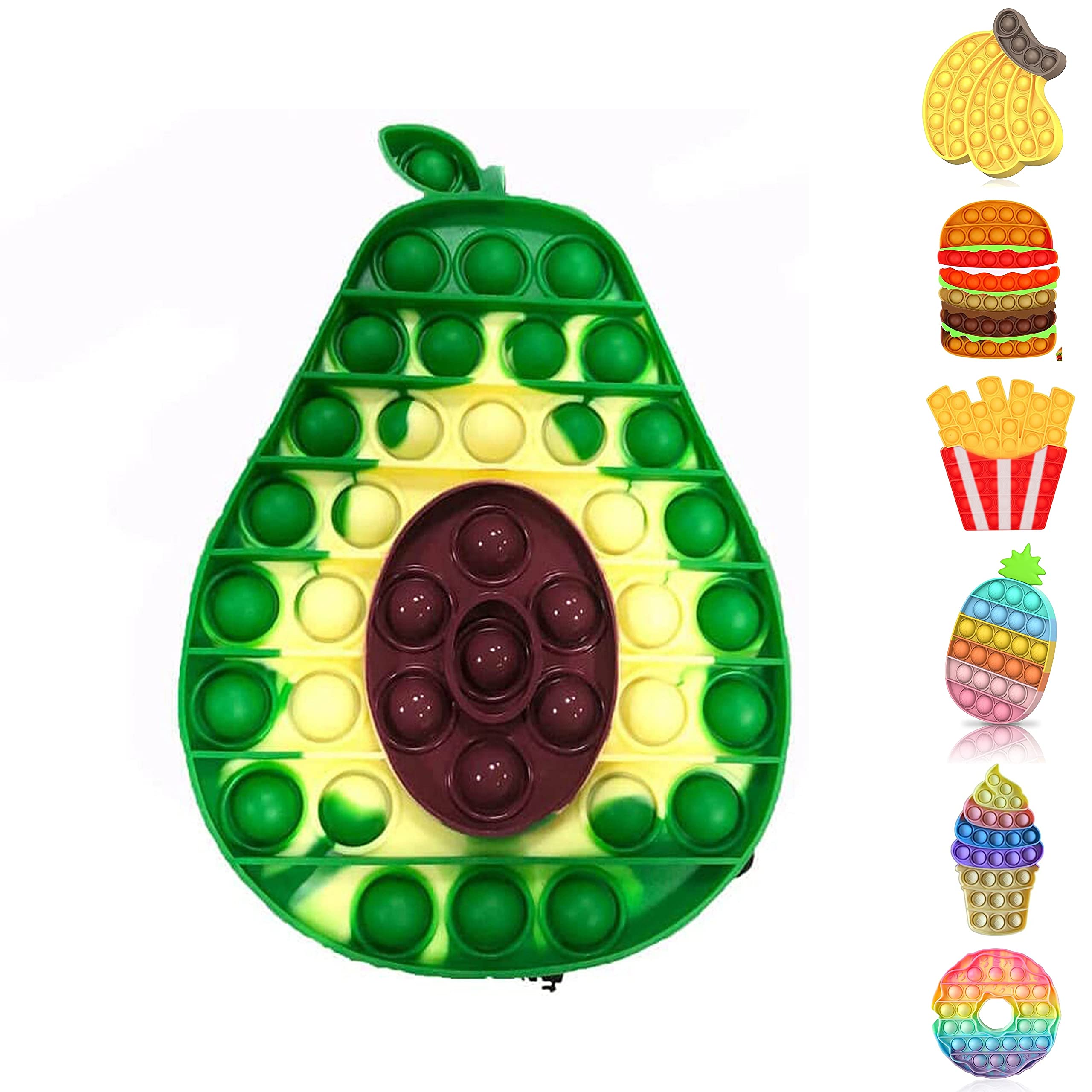 babaPACK [Newest Design] Avocado Pop It Food-themed [Upgraded Material] Fidget Sensory Gifts for Baby Learning Development and Adults Anxiety Relief